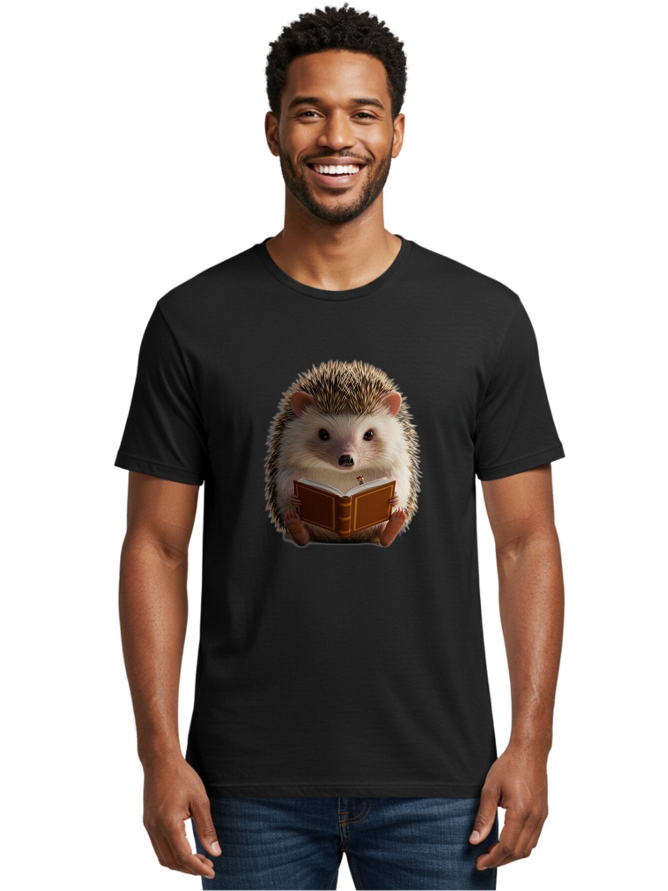 Hedgehog-Reading-8 Men'S Graphic Tee, 100% Cotton, Comfortable Casual Summer Wear, Machine Washable, Vintage Camera, Old Camera, Antique Camera, Black Camera, Classic Photography, Photography Equipment, Nostalgic Device, Film Camera, Baq943 17