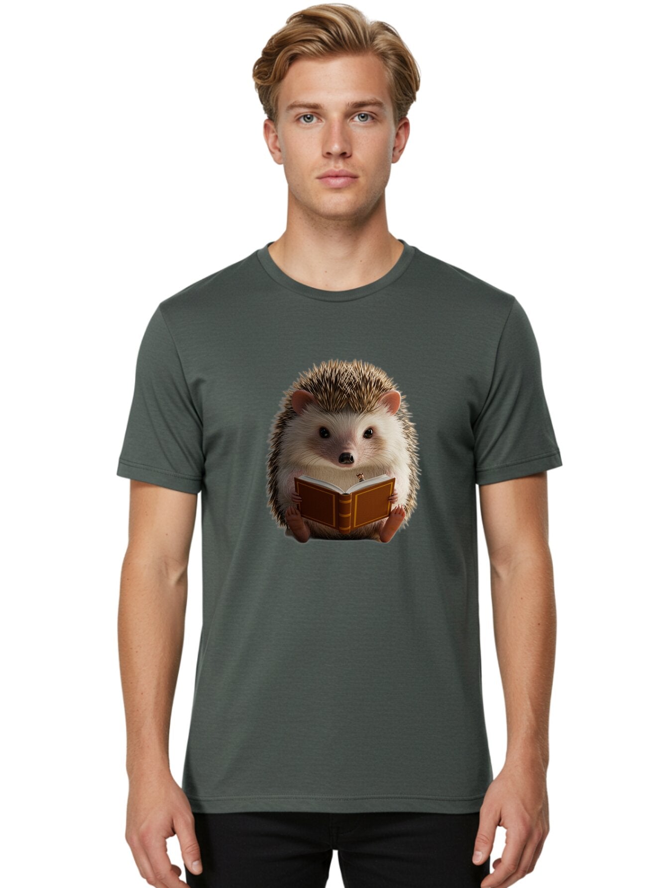 Hedgehog-Reading-8 Men'S Graphic Tee, 100% Cotton, Comfortable Casual Summer Wear, Machine Washable, Vintage Camera, Old Camera, Antique Camera, Black Camera, Classic Photography, Photography Equipment, Nostalgic Device, Film Camera, Baq943 25