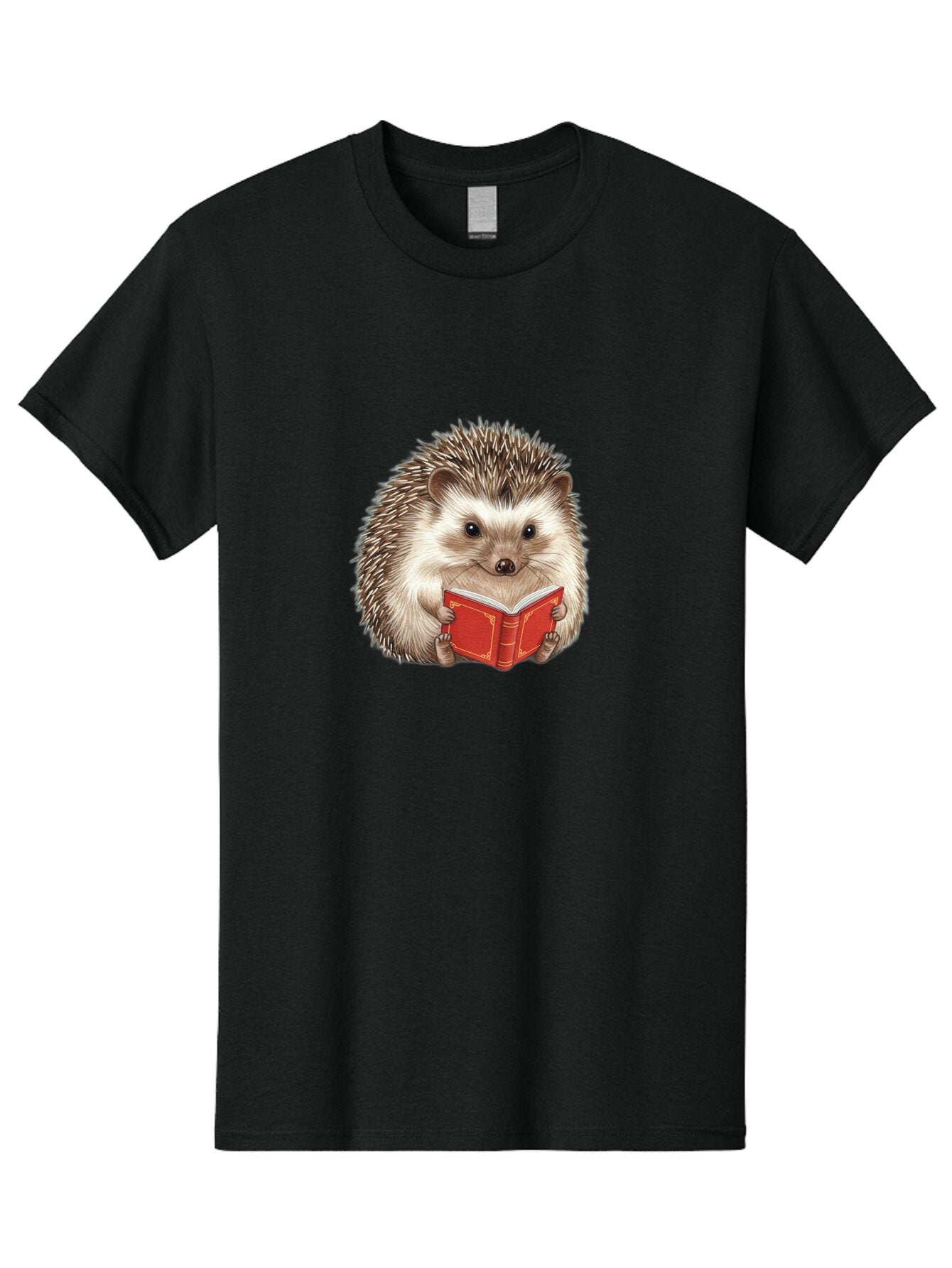 Hedgehog-Reading-Book-1 Men'S Graphic Tee, 100% Cotton, Comfortable Casual Summer Wear, Machine Washable, Vintage Camera, Old Camera, Antique Camera, Black Camera, Classic Photography, Photography Equipment, Nostalgic Device, Film Camera, Baq944 11