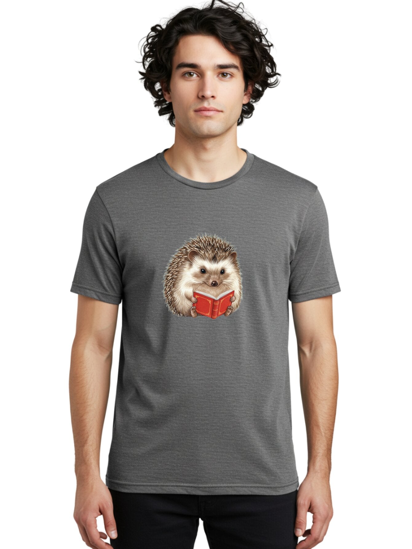 Hedgehog-Reading-Book-1 Men'S Graphic Tee, 100% Cotton, Comfortable Casual Summer Wear, Machine Washable, Vintage Camera, Old Camera, Antique Camera, Black Camera, Classic Photography, Photography Equipment, Nostalgic Device, Film Camera, Baq944 19