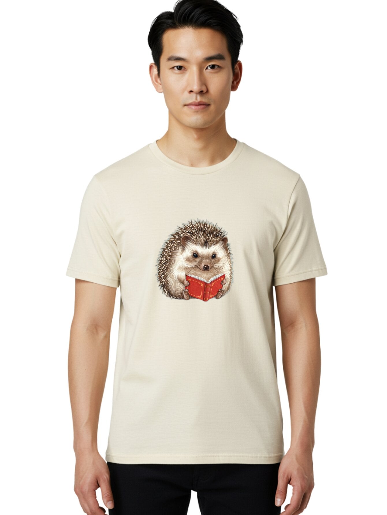 Hedgehog-Reading-Book-1 Men'S Graphic Tee, 100% Cotton, Comfortable Casual Summer Wear, Machine Washable, Vintage Camera, Old Camera, Antique Camera, Black Camera, Classic Photography, Photography Equipment, Nostalgic Device, Film Camera, Baq944 30