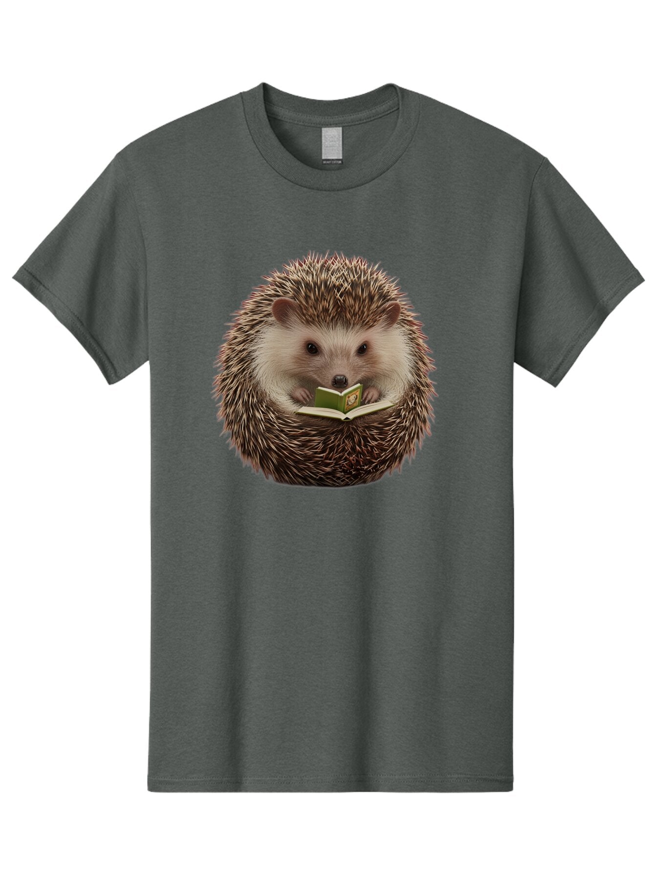 Hedgehog-Reading-Book-2 Men'S Graphic Tee, 100% Cotton, Comfortable Casual Summer Wear, Machine Washable, Vintage Camera, Old Camera, Antique Camera, Black Camera, Classic Photography, Photography Equipment, Nostalgic Device, Film Camera, Baq945 15