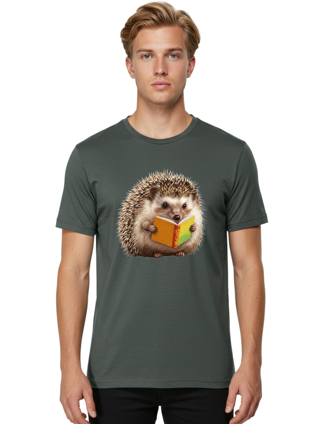 Hedgehog-Reading-Book Men'S Graphic Tee, 100% Cotton, Comfortable Casual Summer Wear, Machine Washable, Vintage Camera, Old Camera, Antique Camera, Black Camera, Classic Photography, Photography Equipment, Nostalgic Device, Film Camera, Baq947 22