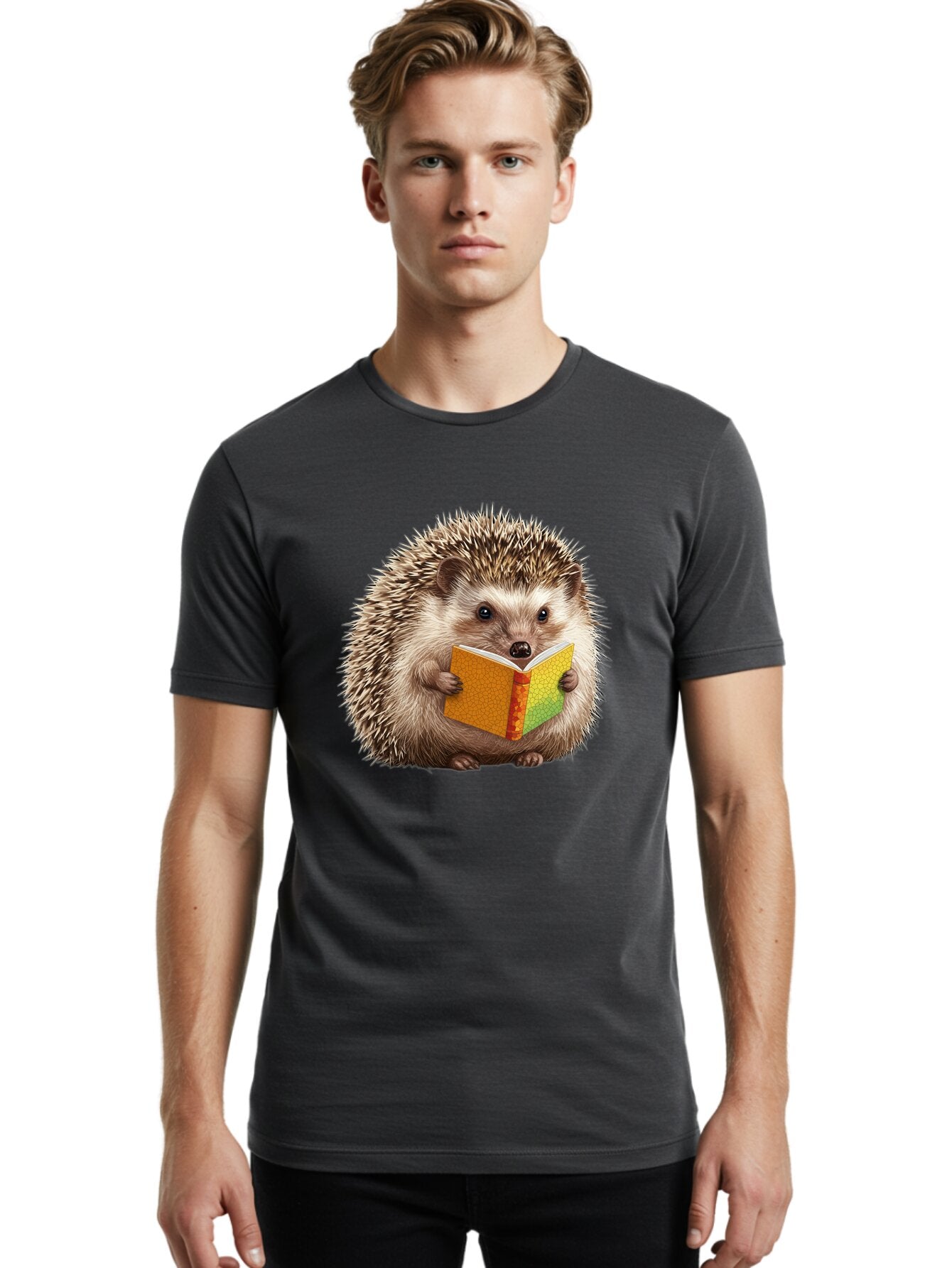 Hedgehog-Reading-Book Men'S Graphic Tee, 100% Cotton, Comfortable Casual Summer Wear, Machine Washable, Vintage Camera, Old Camera, Antique Camera, Black Camera, Classic Photography, Photography Equipment, Nostalgic Device, Film Camera, Baq947 18