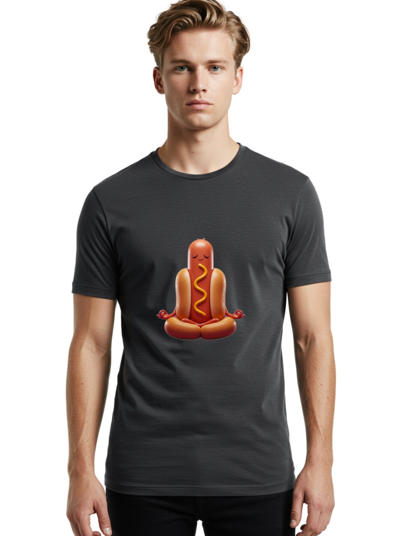 Hot-Dog-In-Lotus-Position Men'S Graphic Tee, 100% Cotton, Comfortable Casual Summer Wear, Machine Washable, Vintage Camera, Old Camera, Antique Camera, Black Camera, Classic Photography, Photography Equipment, Nostalgic Device, Film Camera, Baq961 24