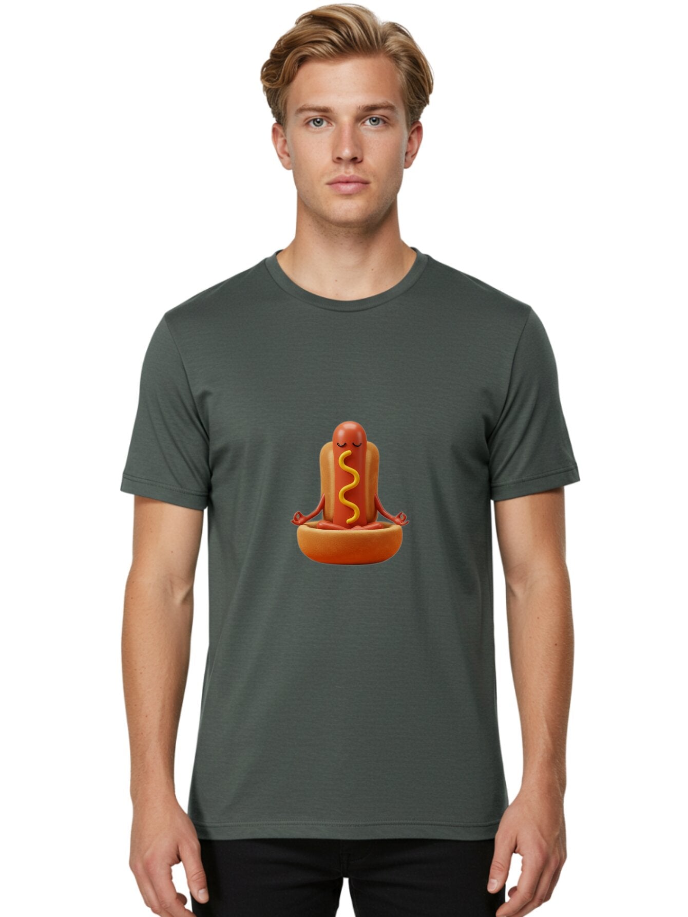 Hot-Dog-Meditating-1 Men'S Graphic Tee, 100% Cotton, Comfortable Casual Summer Wear, Machine Washable, Vintage Camera, Old Camera, Antique Camera, Black Camera, Classic Photography, Photography Equipment, Nostalgic Device, Film Camera, Baq963 18
