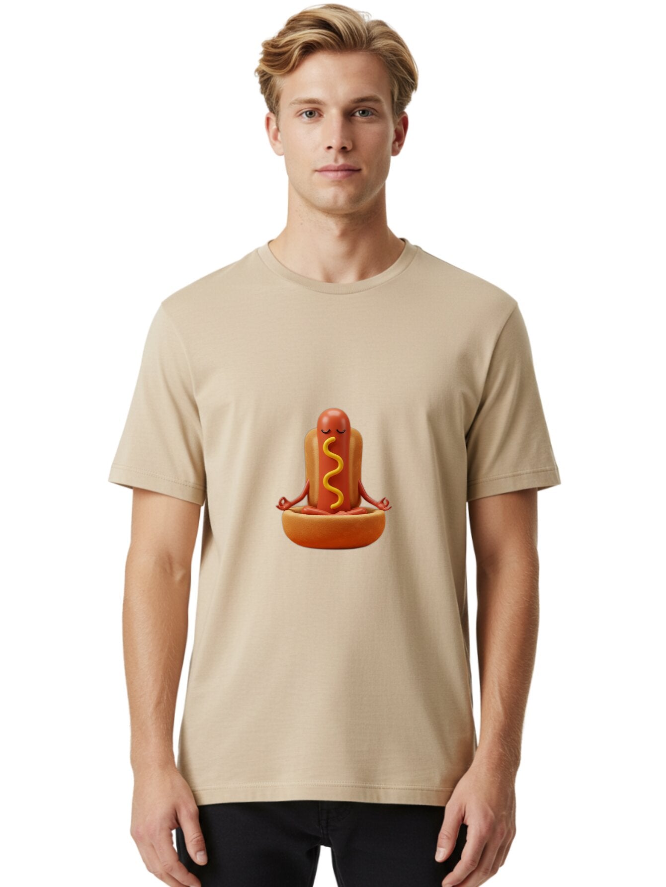 Hot-Dog-Meditating-1 Men'S Graphic Tee, 100% Cotton, Comfortable Casual Summer Wear, Machine Washable, Vintage Camera, Old Camera, Antique Camera, Black Camera, Classic Photography, Photography Equipment, Nostalgic Device, Film Camera, Baq963 19