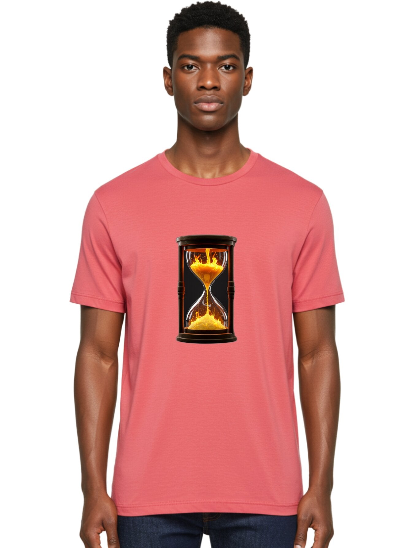 Hourglass-With-Flames Men'S Graphic Tee, 100% Cotton, Comfortable Casual Summer Wear, Machine Washable, Vintage Camera, Old Camera, Antique Camera, Black Camera, Classic Photography, Photography Equipment, Nostalgic Device, Film Camera, Baq975 30