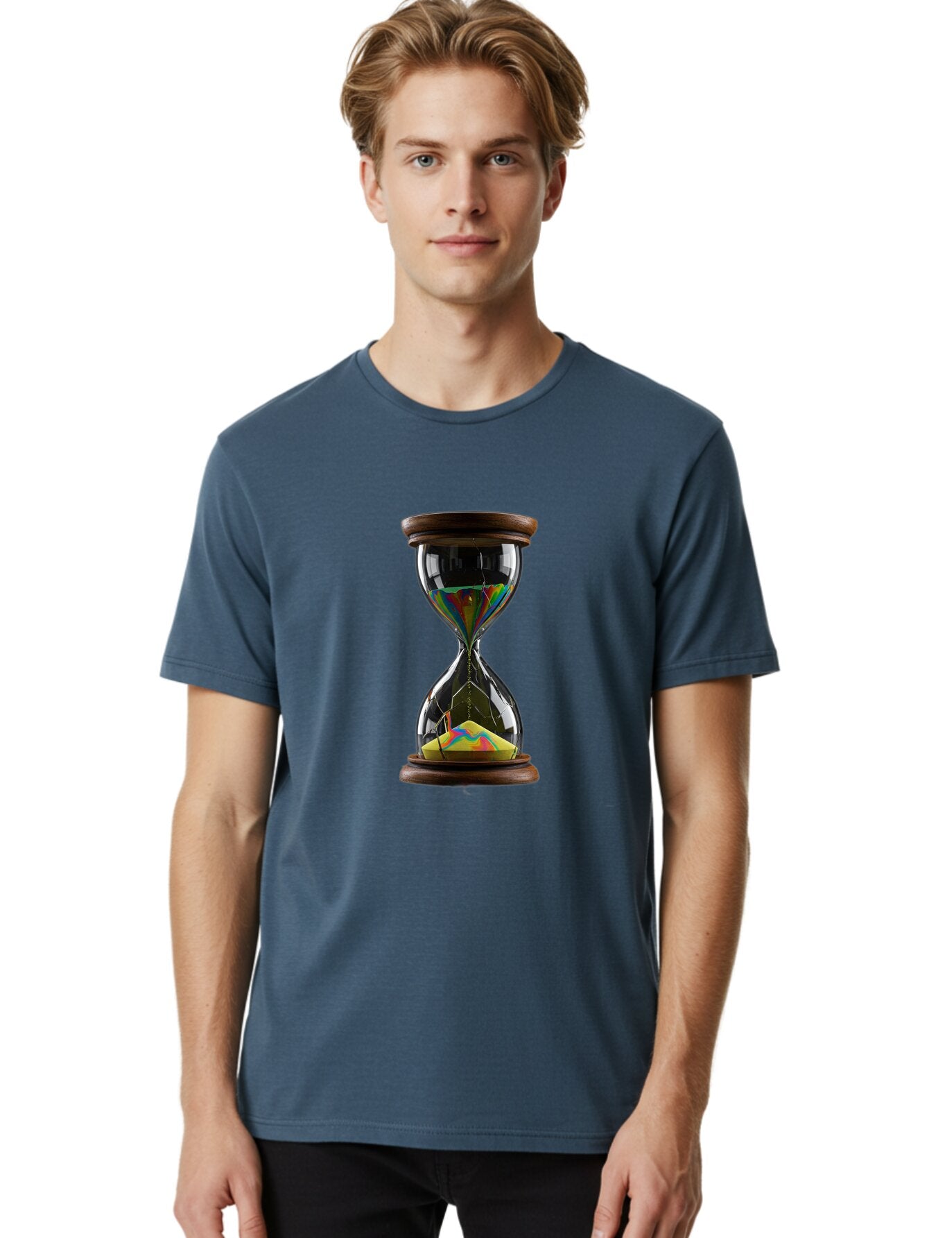 Hourglass-With-Holographic-Sand Men'S Graphic Tee, 100% Cotton, Comfortable Casual Summer Wear, Machine Washable, Vintage Camera, Old Camera, Antique Camera, Black Camera, Classic Photography, Photography Equipment, Nostalgic Device, Baq976 16
