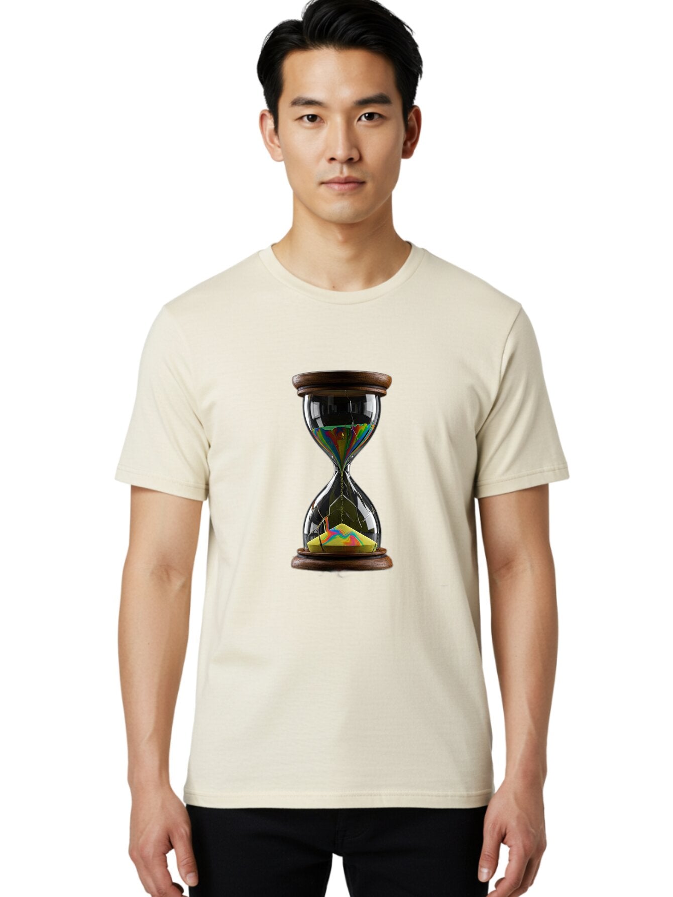 Hourglass-With-Holographic-Sand Men'S Graphic Tee, 100% Cotton, Comfortable Casual Summer Wear, Machine Washable, Vintage Camera, Old Camera, Antique Camera, Black Camera, Classic Photography, Photography Equipment, Nostalgic Device, Baq976 18