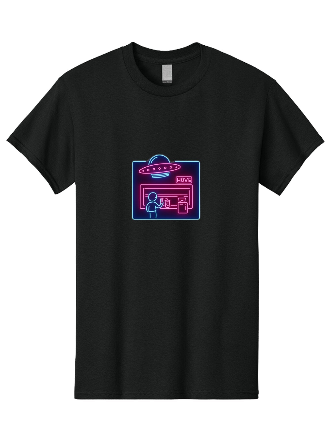 Hove-Neon-Sign Men'S Graphic Tee, 100% Cotton, Comfortable Casual Summer Wear, Machine Washable, Vintage Camera, Old Camera, Antique Camera, Black Camera, Classic Photography, Photography Equipment, Nostalgic Device, Film Camera, Camera Art Baq978 13