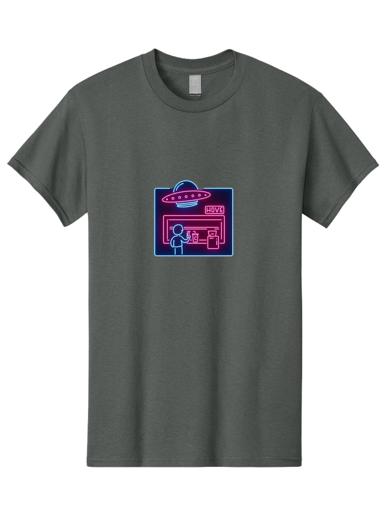 Hove-Neon-Sign Men'S Graphic Tee, 100% Cotton, Comfortable Casual Summer Wear, Machine Washable, Vintage Camera, Old Camera, Antique Camera, Black Camera, Classic Photography, Photography Equipment, Nostalgic Device, Film Camera, Camera Art Baq978 1