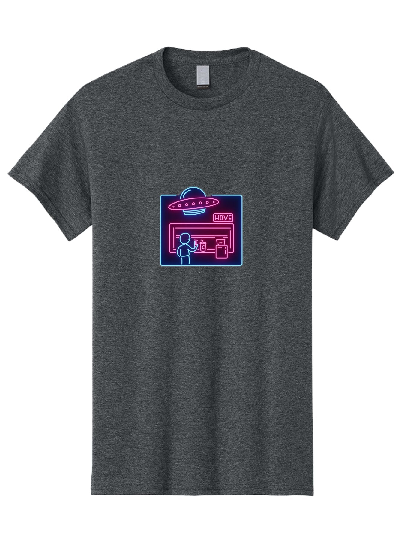 Hove-Neon-Sign Men'S Graphic Tee, 100% Cotton, Comfortable Casual Summer Wear, Machine Washable, Vintage Camera, Old Camera, Antique Camera, Black Camera, Classic Photography, Photography Equipment, Nostalgic Device, Film Camera, Camera Art Baq978 15
