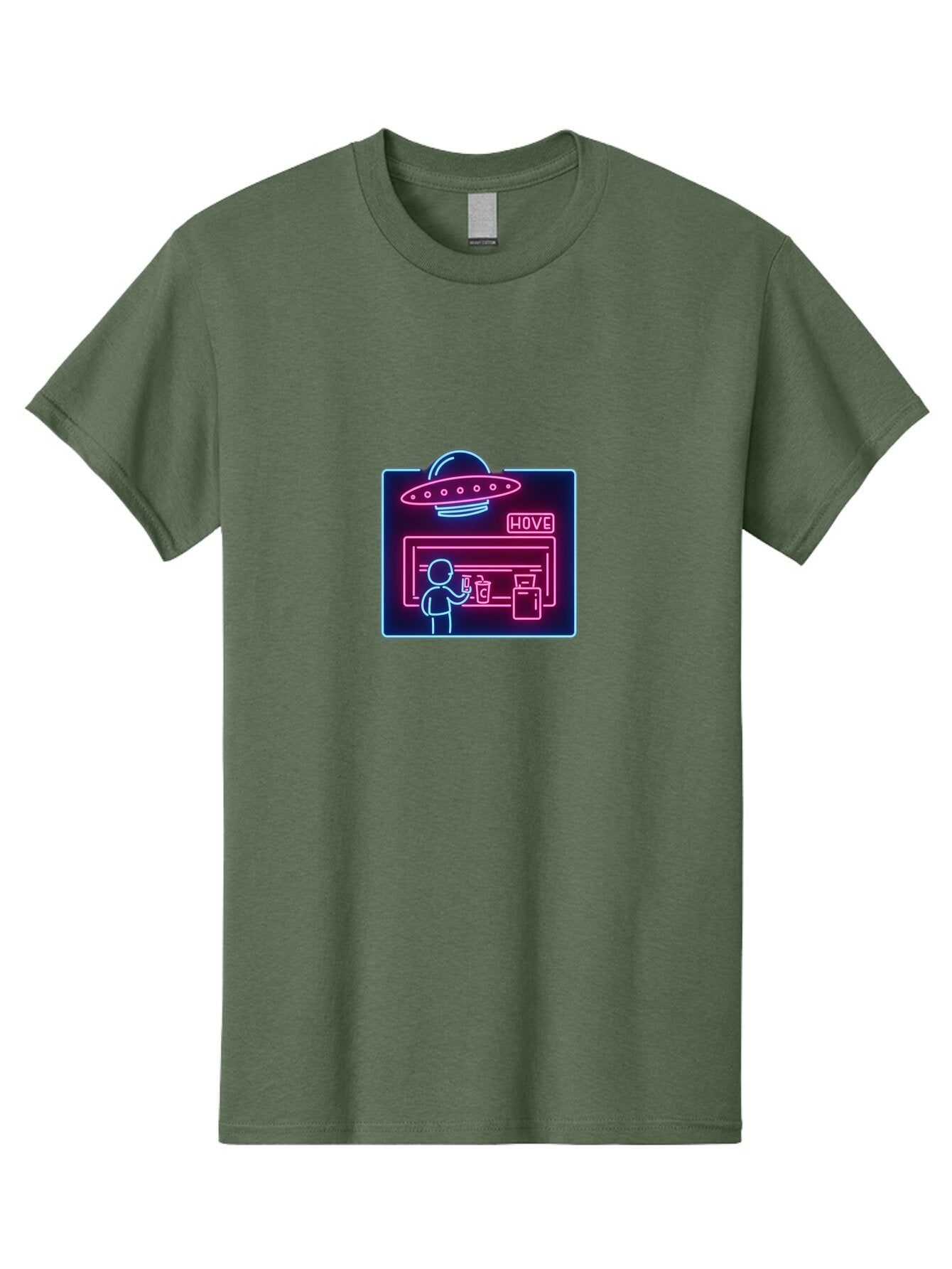 Hove-Neon-Sign Men'S Graphic Tee, 100% Cotton, Comfortable Casual Summer Wear, Machine Washable, Vintage Camera, Old Camera, Antique Camera, Black Camera, Classic Photography, Photography Equipment, Nostalgic Device, Film Camera, Camera Art Baq978 6