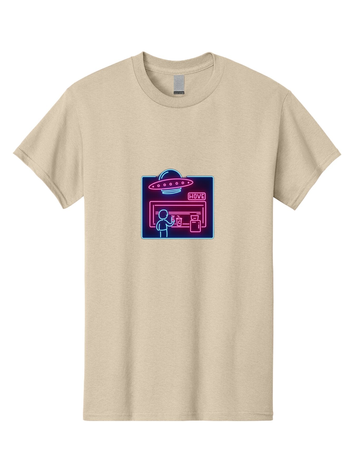Hove-Neon-Sign Men'S Graphic Tee, 100% Cotton, Comfortable Casual Summer Wear, Machine Washable, Vintage Camera, Old Camera, Antique Camera, Black Camera, Classic Photography, Photography Equipment, Nostalgic Device, Film Camera, Camera Art Baq978 2