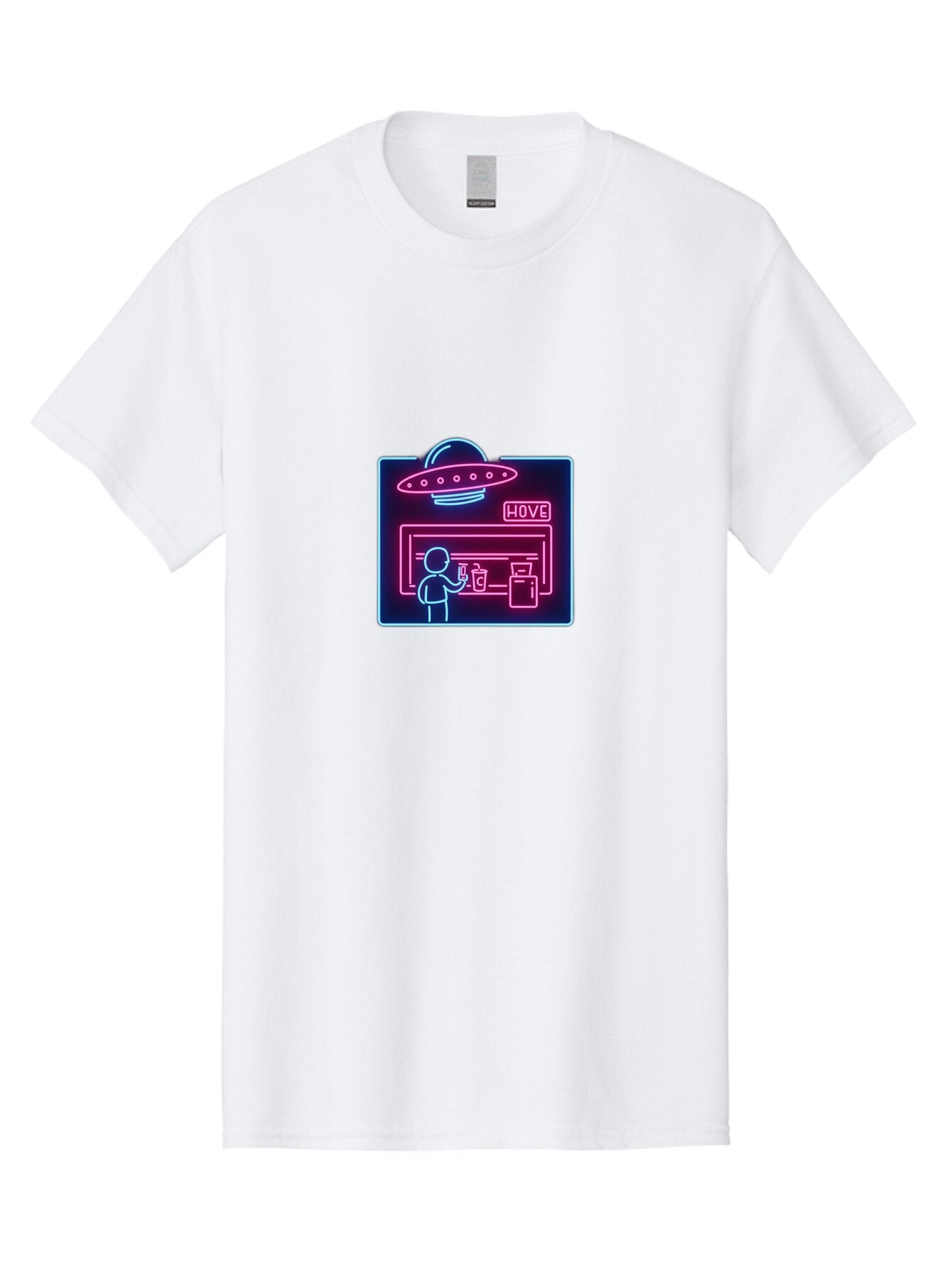 Hove-Neon-Sign Men'S Graphic Tee, 100% Cotton, Comfortable Casual Summer Wear, Machine Washable, Vintage Camera, Old Camera, Antique Camera, Black Camera, Classic Photography, Photography Equipment, Nostalgic Device, Film Camera, Camera Art Baq978 4