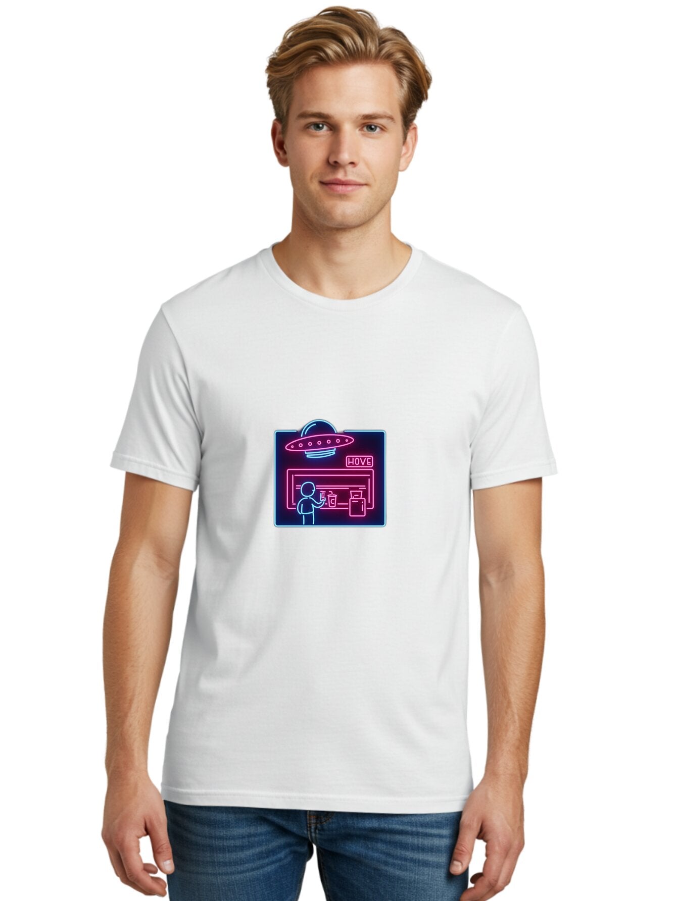 Hove-Neon-Sign Men'S Graphic Tee, 100% Cotton, Comfortable Casual Summer Wear, Machine Washable, Vintage Camera, Old Camera, Antique Camera, Black Camera, Classic Photography, Photography Equipment, Nostalgic Device, Film Camera, Camera Art Baq978 18
