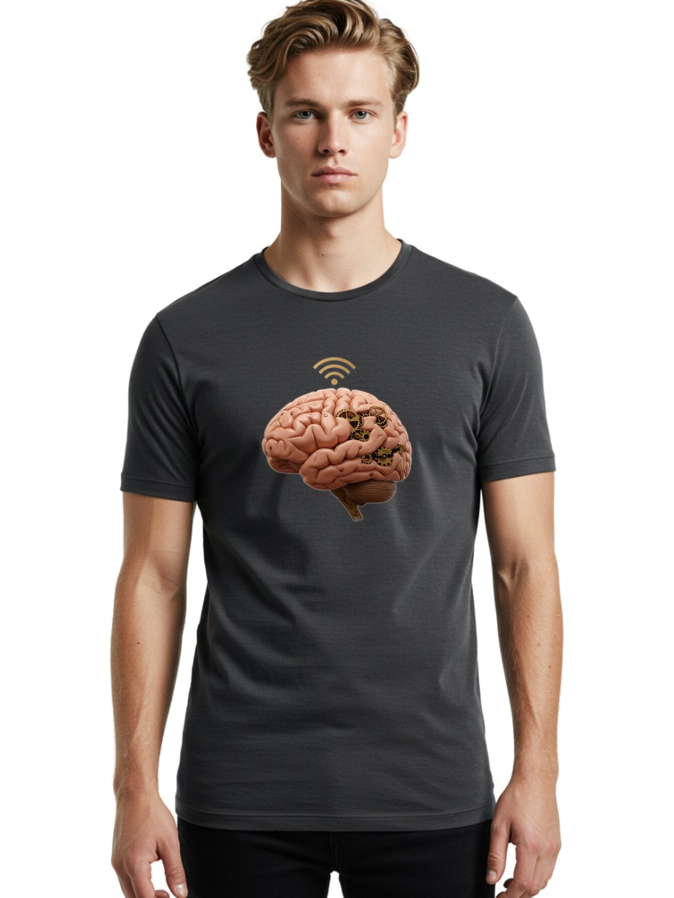 Human-Brain-With-Gears-And-Wi-Fi Men'S Graphic Tee, 100% Cotton, Comfortable Casual Summer Wear, Machine Washable, Vintage Camera, Old Camera, Antique Camera, Black Camera, Classic Photography, Photography Equipment, Nostalgic Device, Baq986 26