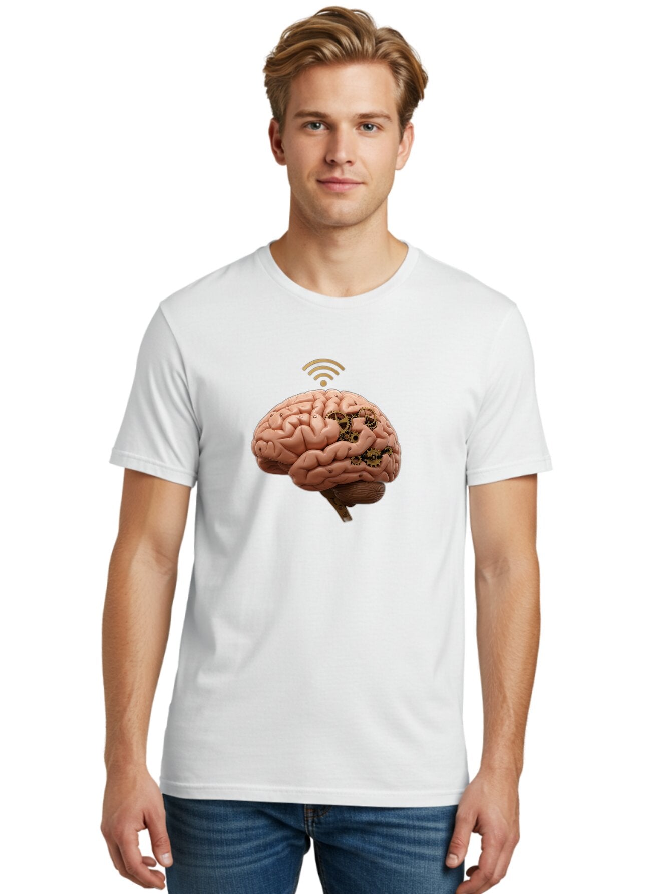 Human-Brain-With-Gears-And-Wi-Fi Men'S Graphic Tee, 100% Cotton, Comfortable Casual Summer Wear, Machine Washable, Vintage Camera, Old Camera, Antique Camera, Black Camera, Classic Photography, Photography Equipment, Nostalgic Device, Baq986 18