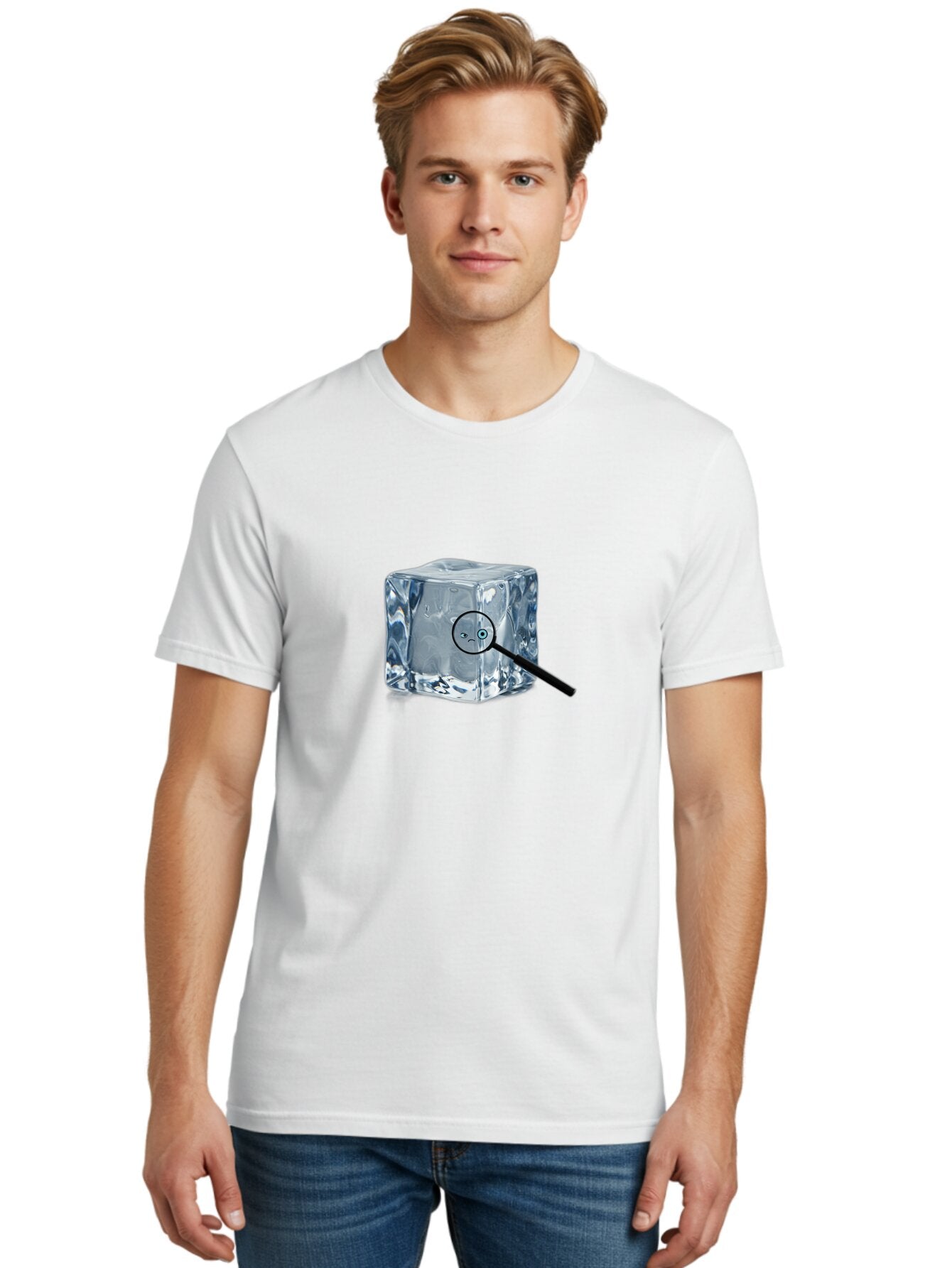 Ice-Cube-With-Magnifying-Glass Men'S Graphic Tee, 100% Cotton, Comfortable Casual Summer Wear, Machine Washable, Vintage Camera, Old Camera, Antique Camera, Black Camera, Classic Photography, Photography Equipment, Nostalgic Device, Baq996 24