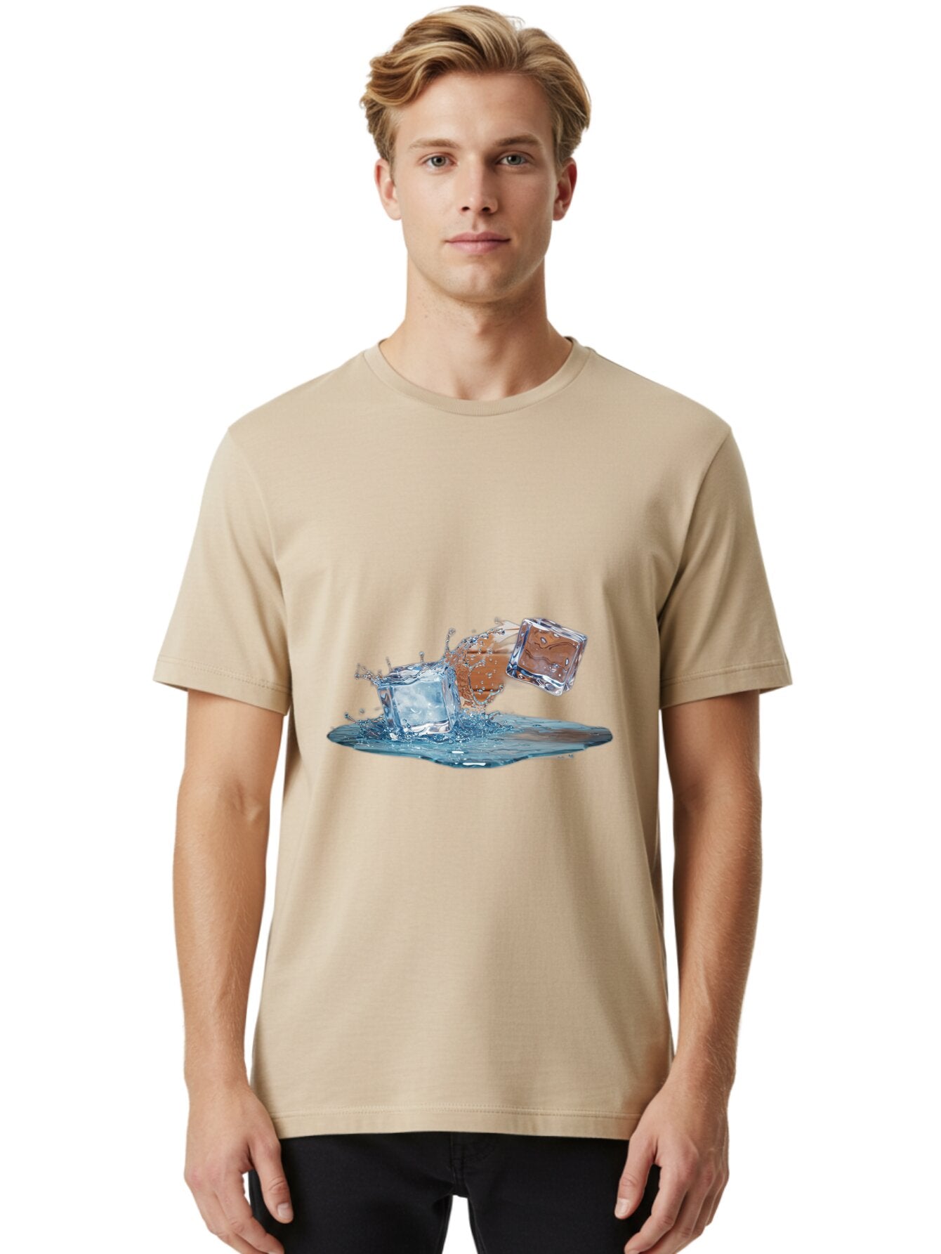 Ice-Cubes-Splash Men'S Graphic Tee, 100% Cotton, Comfortable Casual Summer Wear, Machine Washable, Vintage Camera, Old Camera, Antique Camera, Black Camera, Classic Photography, Photography Equipment, Nostalgic Device, Film Camera, Camera Art Baq999 17