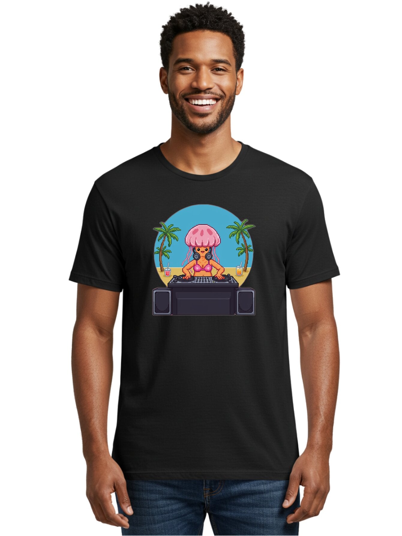 Jellyfish-Dj-2 Men'S Graphic Tee, 100% Cotton, Comfortable Casual Summer Wear, Machine Washable, Vintage Camera, Old Camera, Antique Camera, Black Camera, Classic Photography, Photography Equipment, Nostalgic Device, Film Camera, Camera Art Bar012 26