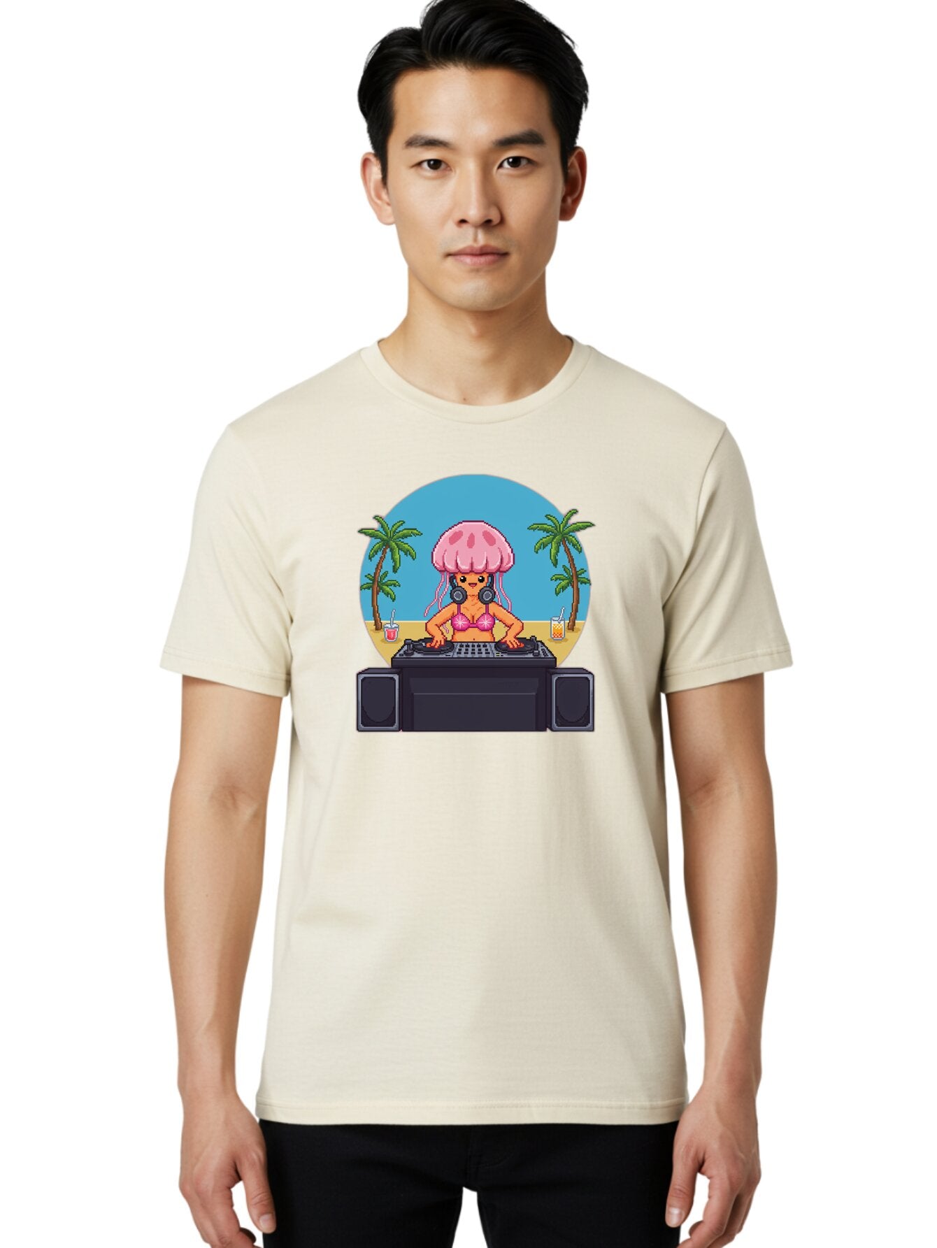 Jellyfish-Dj-2 Men'S Graphic Tee, 100% Cotton, Comfortable Casual Summer Wear, Machine Washable, Vintage Camera, Old Camera, Antique Camera, Black Camera, Classic Photography, Photography Equipment, Nostalgic Device, Film Camera, Camera Art Bar012 25