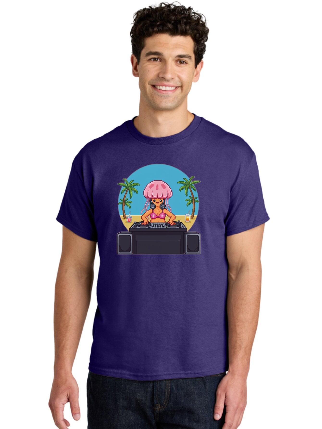 Jellyfish-Dj-2 Men'S Graphic Tee, 100% Cotton, Comfortable Casual Summer Wear, Machine Washable, Vintage Camera, Old Camera, Antique Camera, Black Camera, Classic Photography, Photography Equipment, Nostalgic Device, Film Camera, Camera Art Bar012 24