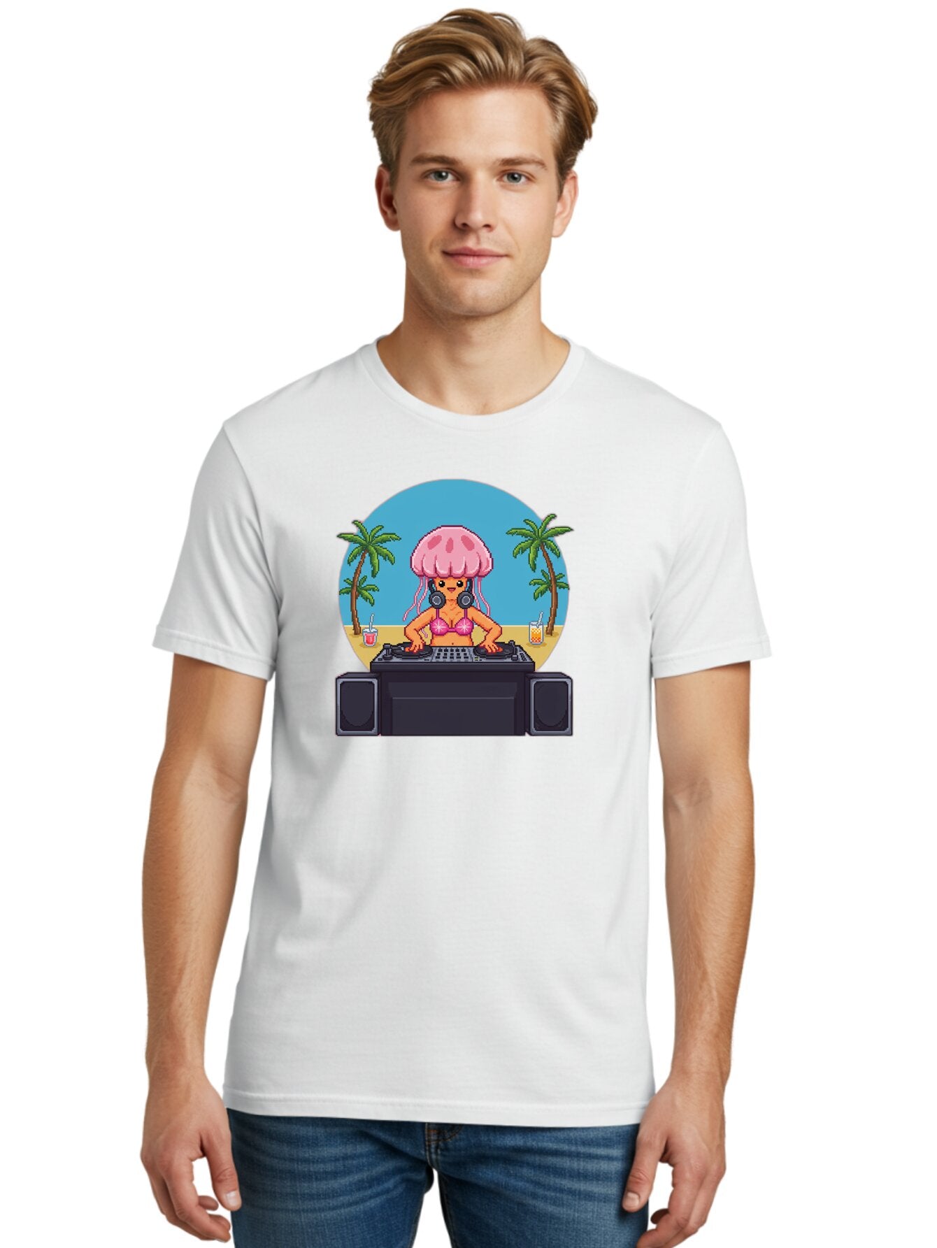 Jellyfish-Dj-2 Men'S Graphic Tee, 100% Cotton, Comfortable Casual Summer Wear, Machine Washable, Vintage Camera, Old Camera, Antique Camera, Black Camera, Classic Photography, Photography Equipment, Nostalgic Device, Film Camera, Camera Art Bar012 19