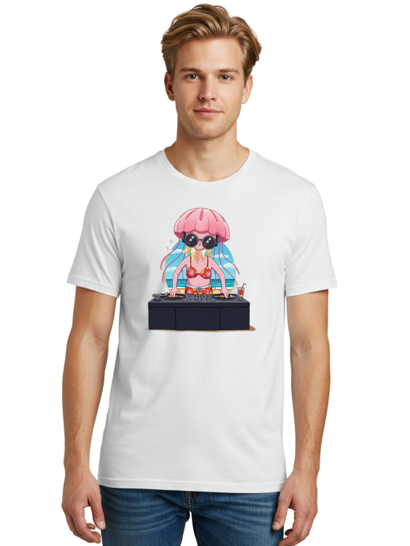 Jellyfish-Dj-4 Men'S Graphic Tee, 100% Cotton, Comfortable Casual Summer Wear, Machine Washable, Vintage Camera, Old Camera, Antique Camera, Black Camera, Classic Photography, Photography Equipment, Nostalgic Device, Film Camera, Camera Art Bar014 21