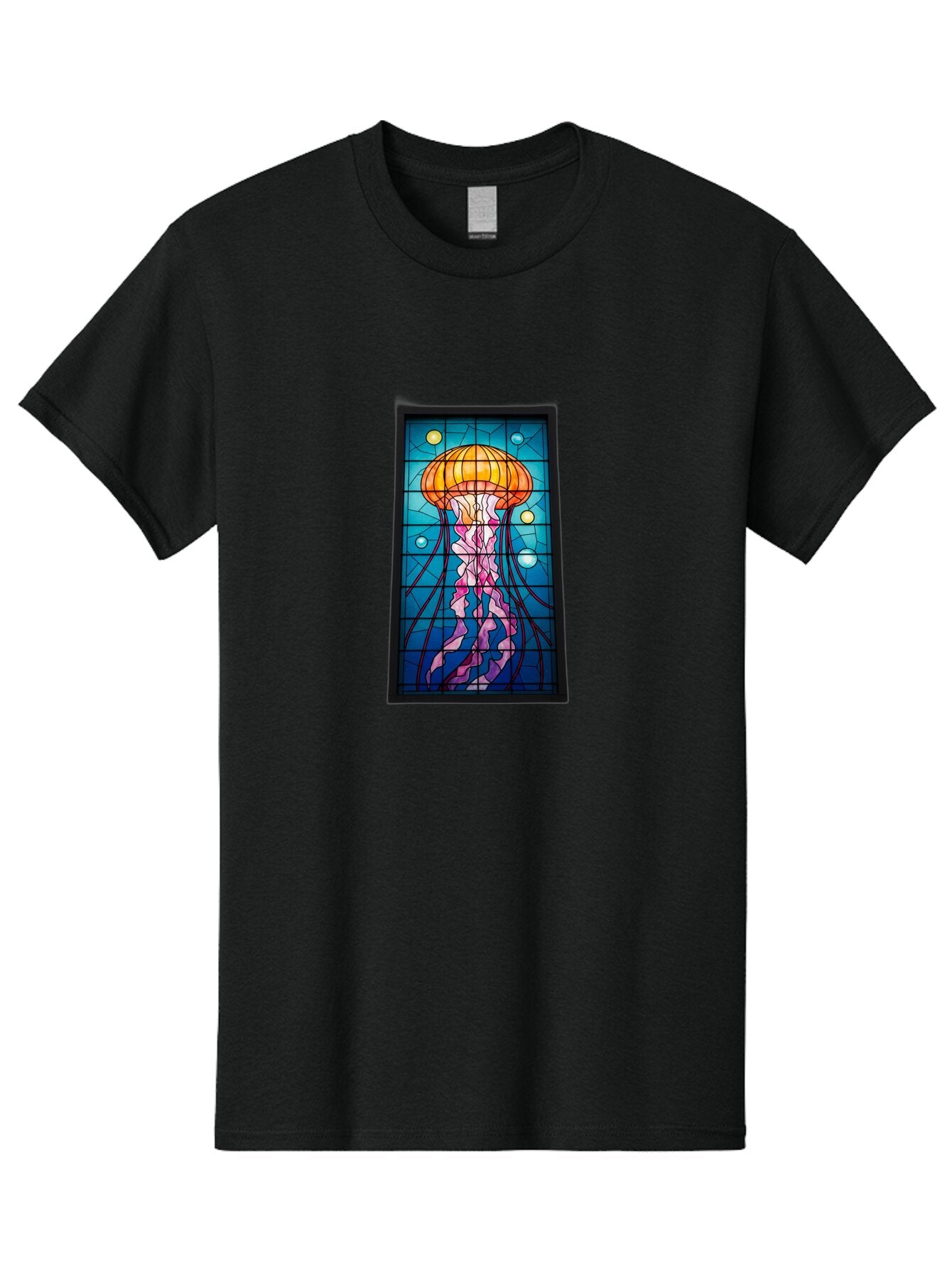 Jellyfish-Stained-Glass-Panel Men'S Graphic Tee, 100% Cotton, Comfortable Casual Summer Wear, Machine Washable, Vintage Camera, Old Camera, Antique Camera, Black Camera, Classic Photography, Photography Equipment, Nostalgic Device, Bar016 12