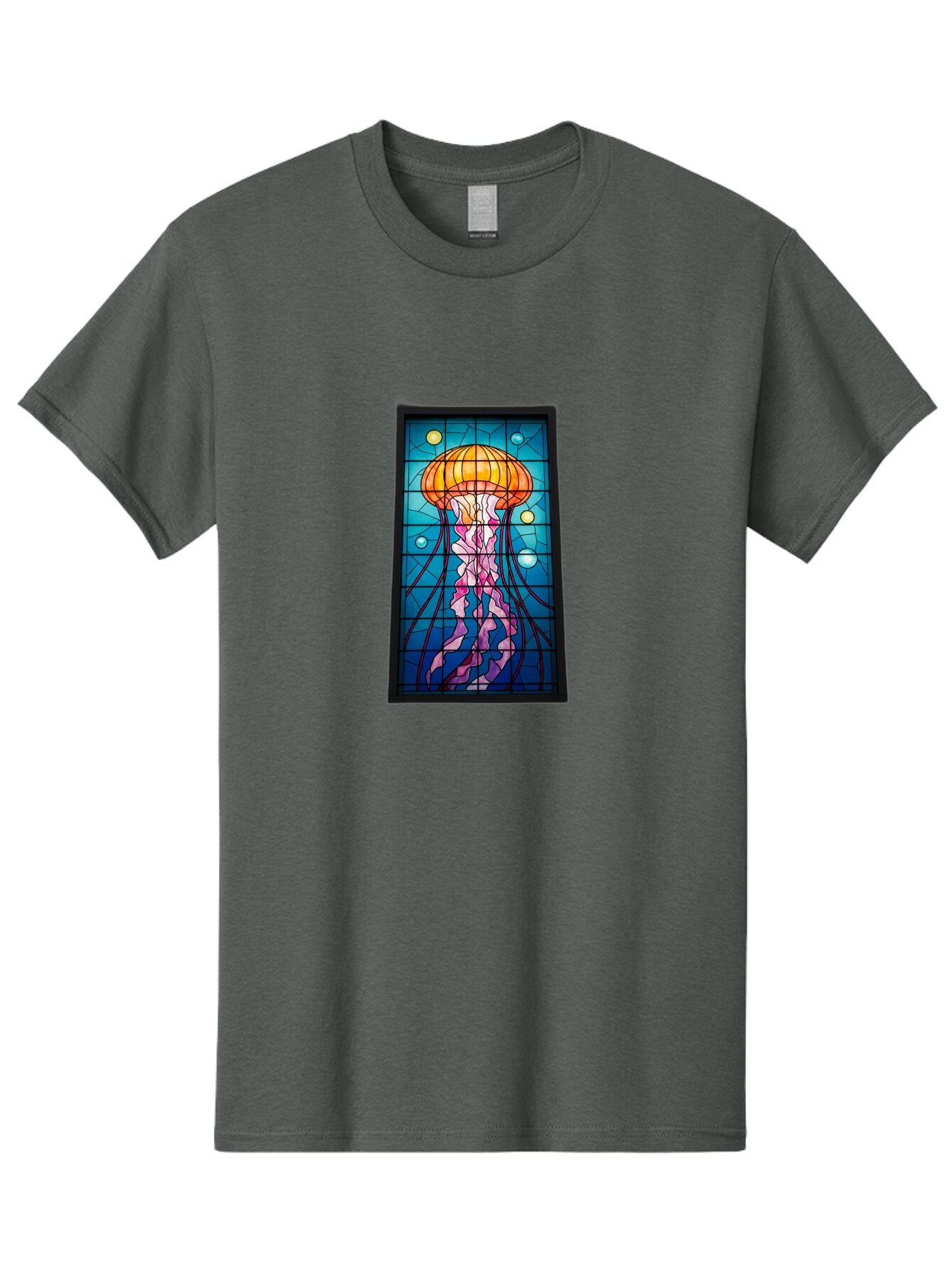 Jellyfish-Stained-Glass-Panel Men'S Graphic Tee, 100% Cotton, Comfortable Casual Summer Wear, Machine Washable, Vintage Camera, Old Camera, Antique Camera, Black Camera, Classic Photography, Photography Equipment, Nostalgic Device, Bar016 5
