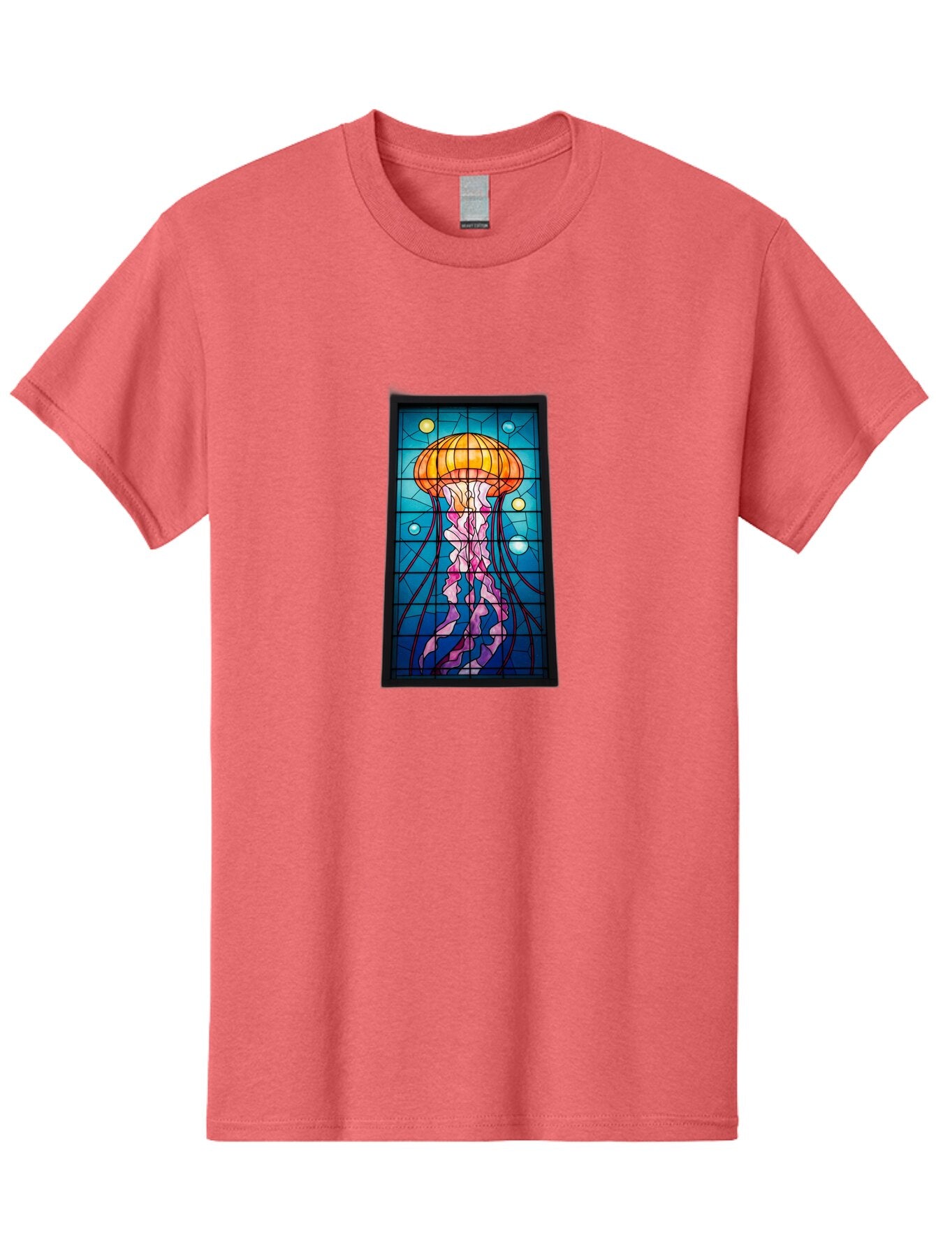 Jellyfish-Stained-Glass-Panel Men'S Graphic Tee, 100% Cotton, Comfortable Casual Summer Wear, Machine Washable, Vintage Camera, Old Camera, Antique Camera, Black Camera, Classic Photography, Photography Equipment, Nostalgic Device, Bar016 7