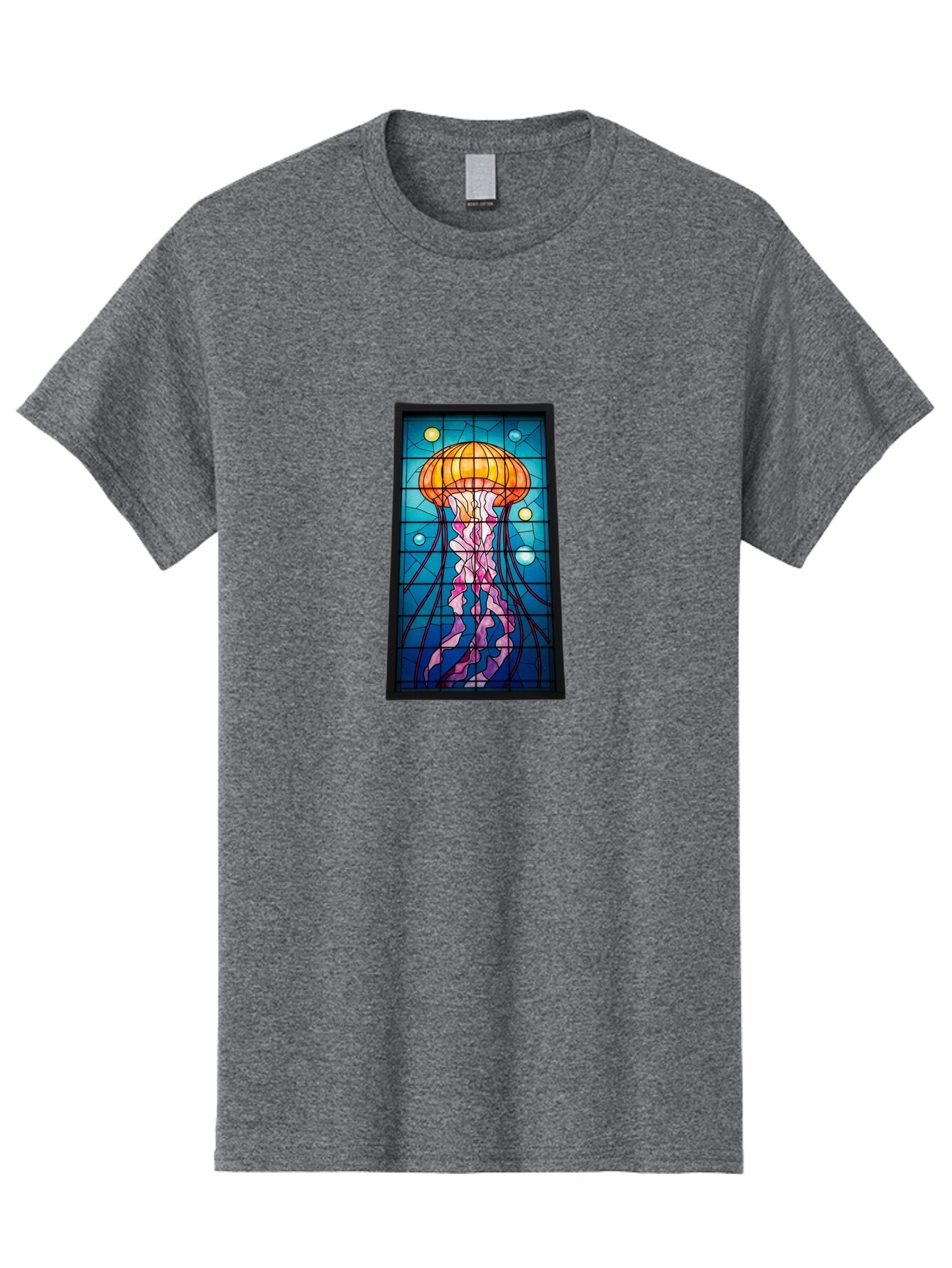 Jellyfish-Stained-Glass-Panel Men'S Graphic Tee, 100% Cotton, Comfortable Casual Summer Wear, Machine Washable, Vintage Camera, Old Camera, Antique Camera, Black Camera, Classic Photography, Photography Equipment, Nostalgic Device, Bar016 10