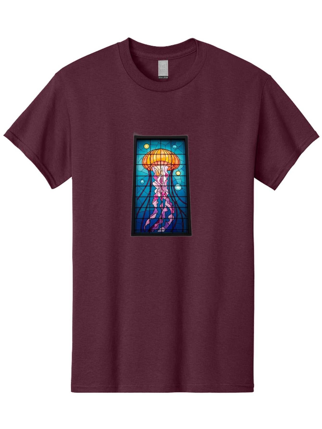 Jellyfish-Stained-Glass-Panel Men'S Graphic Tee, 100% Cotton, Comfortable Casual Summer Wear, Machine Washable, Vintage Camera, Old Camera, Antique Camera, Black Camera, Classic Photography, Photography Equipment, Nostalgic Device, Bar016 13