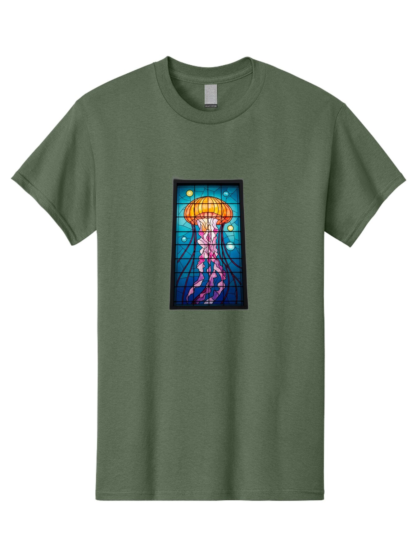Jellyfish-Stained-Glass-Panel Men'S Graphic Tee, 100% Cotton, Comfortable Casual Summer Wear, Machine Washable, Vintage Camera, Old Camera, Antique Camera, Black Camera, Classic Photography, Photography Equipment, Nostalgic Device, Bar016 6