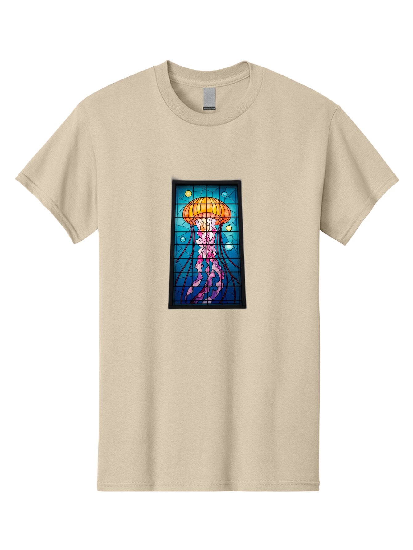 Jellyfish-Stained-Glass-Panel Men'S Graphic Tee, 100% Cotton, Comfortable Casual Summer Wear, Machine Washable, Vintage Camera, Old Camera, Antique Camera, Black Camera, Classic Photography, Photography Equipment, Nostalgic Device, Bar016 15