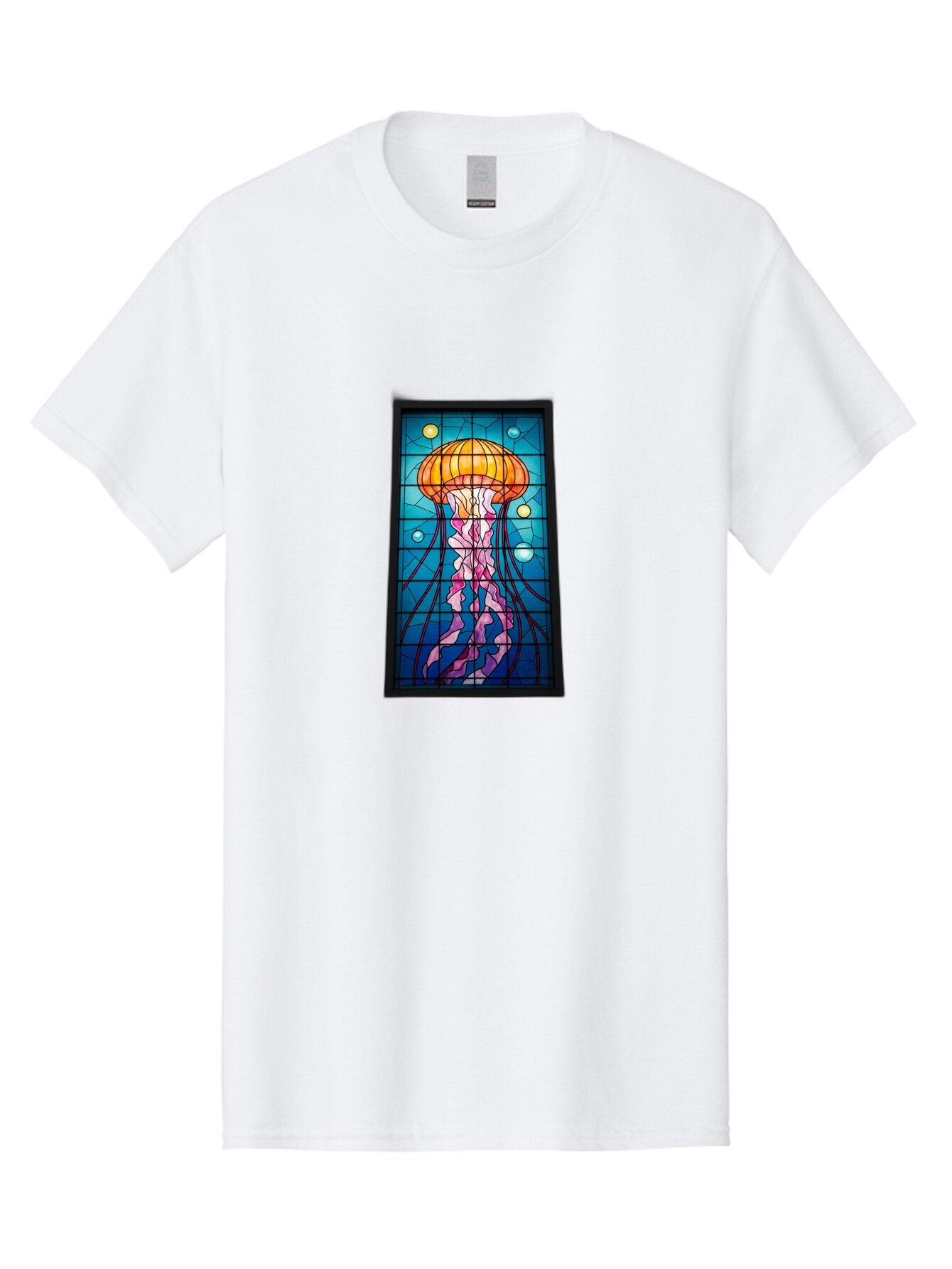 Jellyfish-Stained-Glass-Panel Men'S Graphic Tee, 100% Cotton, Comfortable Casual Summer Wear, Machine Washable, Vintage Camera, Old Camera, Antique Camera, Black Camera, Classic Photography, Photography Equipment, Nostalgic Device, Bar016 8