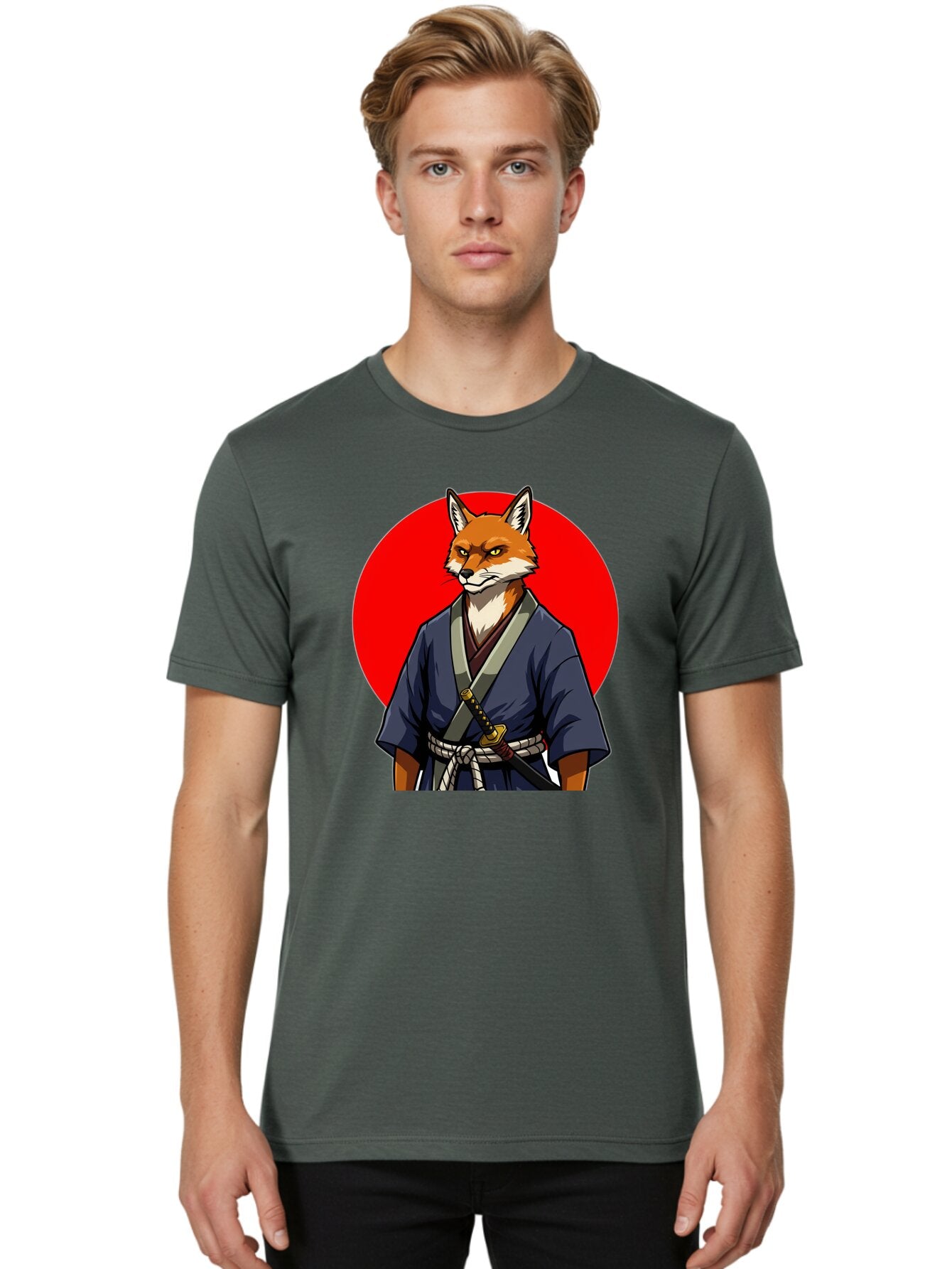 Kitsune-Samurai-1 Men'S Graphic Tee, 100% Cotton, Comfortable Casual Summer Wear, Machine Washable, Vintage Camera, Old Camera, Antique Camera, Black Camera, Classic Photography, Photography Equipment, Nostalgic Device, Film Camera, Camera Art Bar022 16