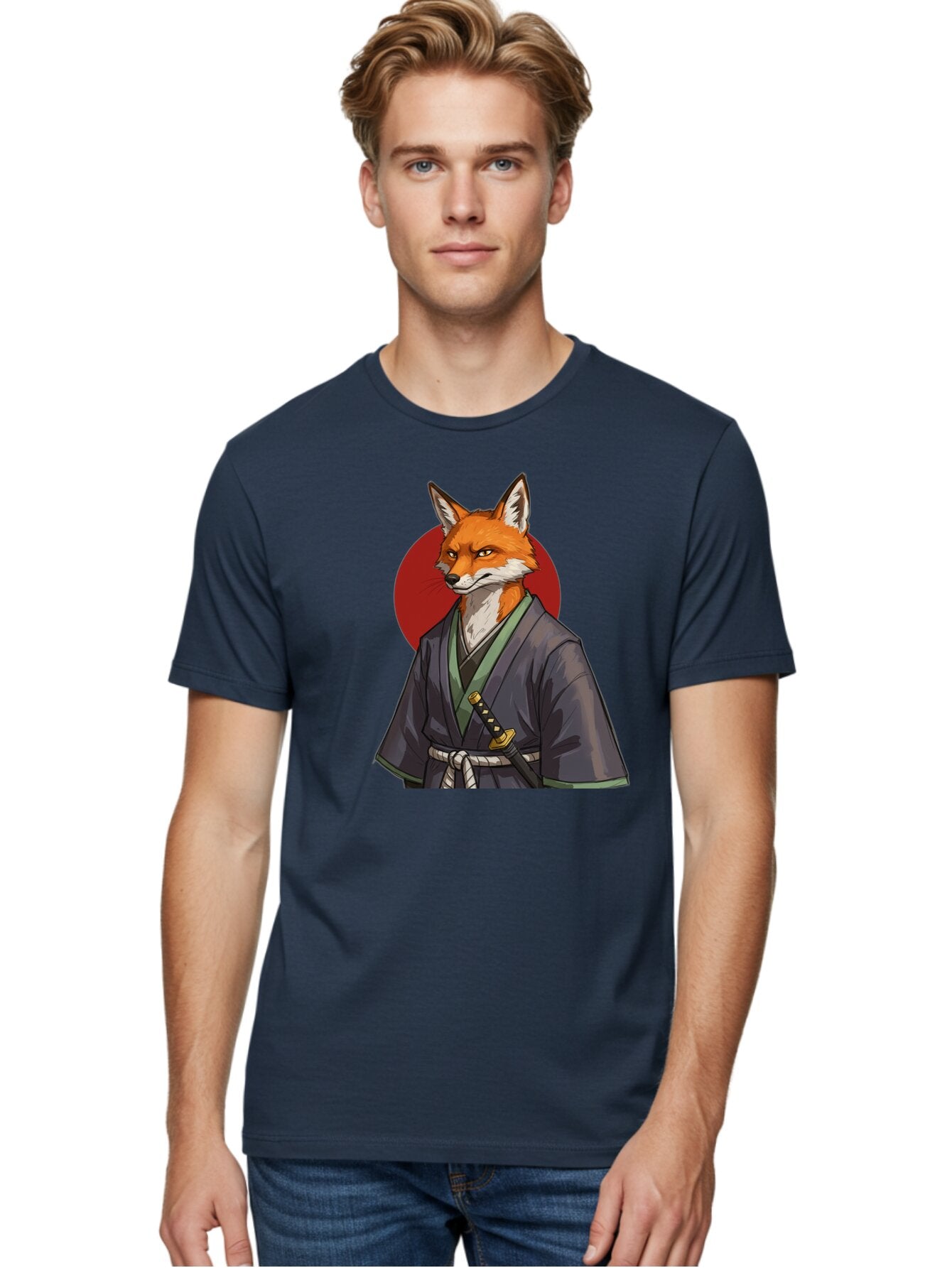 Kitsune-Samurai-2 Men'S Graphic Tee, 100% Cotton, Comfortable Casual Summer Wear, Machine Washable, Vintage Camera, Old Camera, Antique Camera, Black Camera, Classic Photography, Photography Equipment, Nostalgic Device, Film Camera, Camera Art Bar023 28
