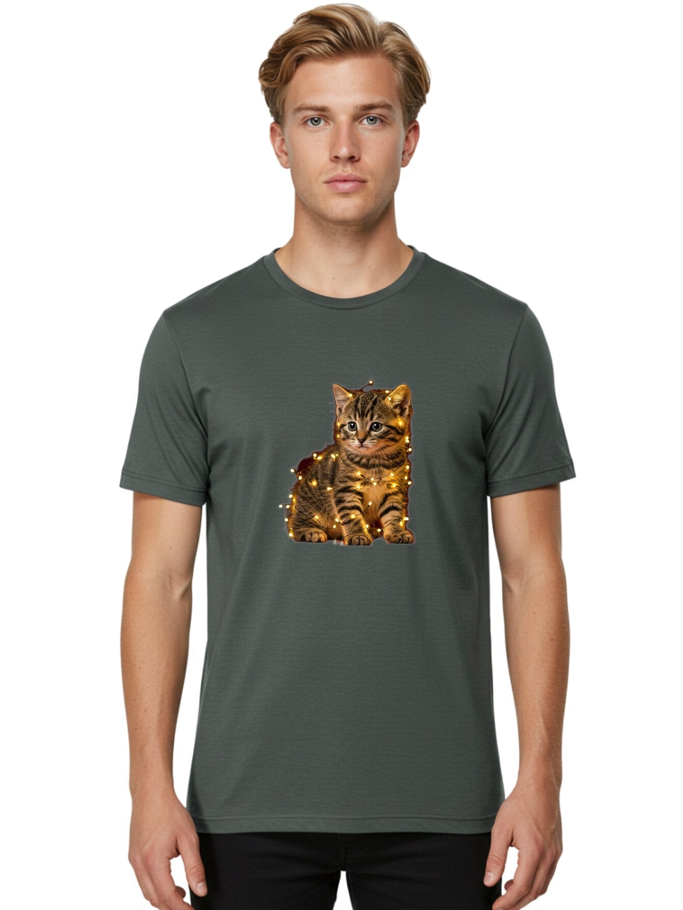 Kitten-With-Christmas-Lights Men'S Graphic Tee, 100% Cotton, Comfortable Casual Summer Wear, Machine Washable, Vintage Camera, Old Camera, Antique Camera, Black Camera, Classic Photography, Photography Equipment, Nostalgic Device, Film Camera, Bar028 19