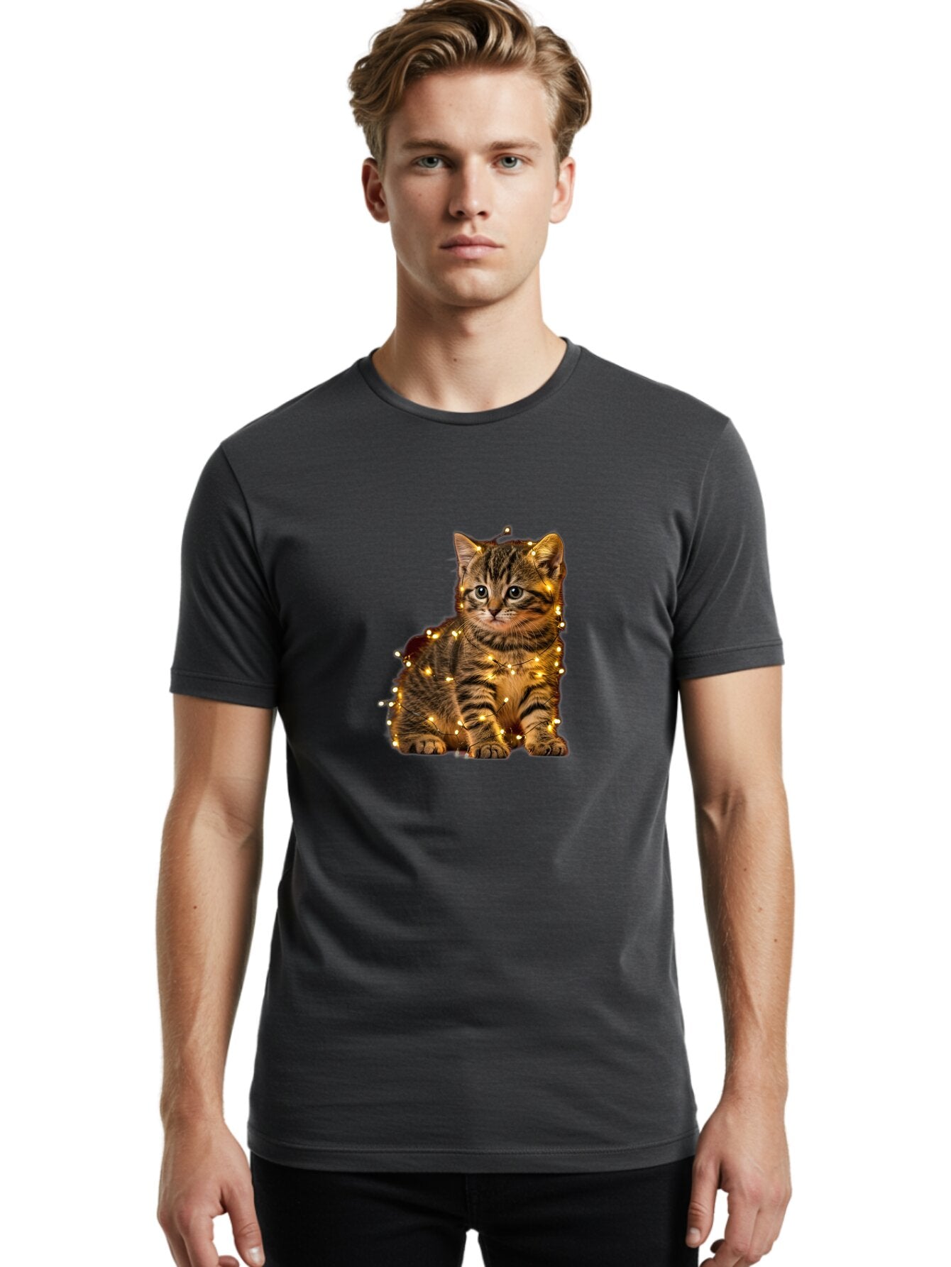 Kitten-With-Christmas-Lights Men'S Graphic Tee, 100% Cotton, Comfortable Casual Summer Wear, Machine Washable, Vintage Camera, Old Camera, Antique Camera, Black Camera, Classic Photography, Photography Equipment, Nostalgic Device, Film Camera, Bar028 21