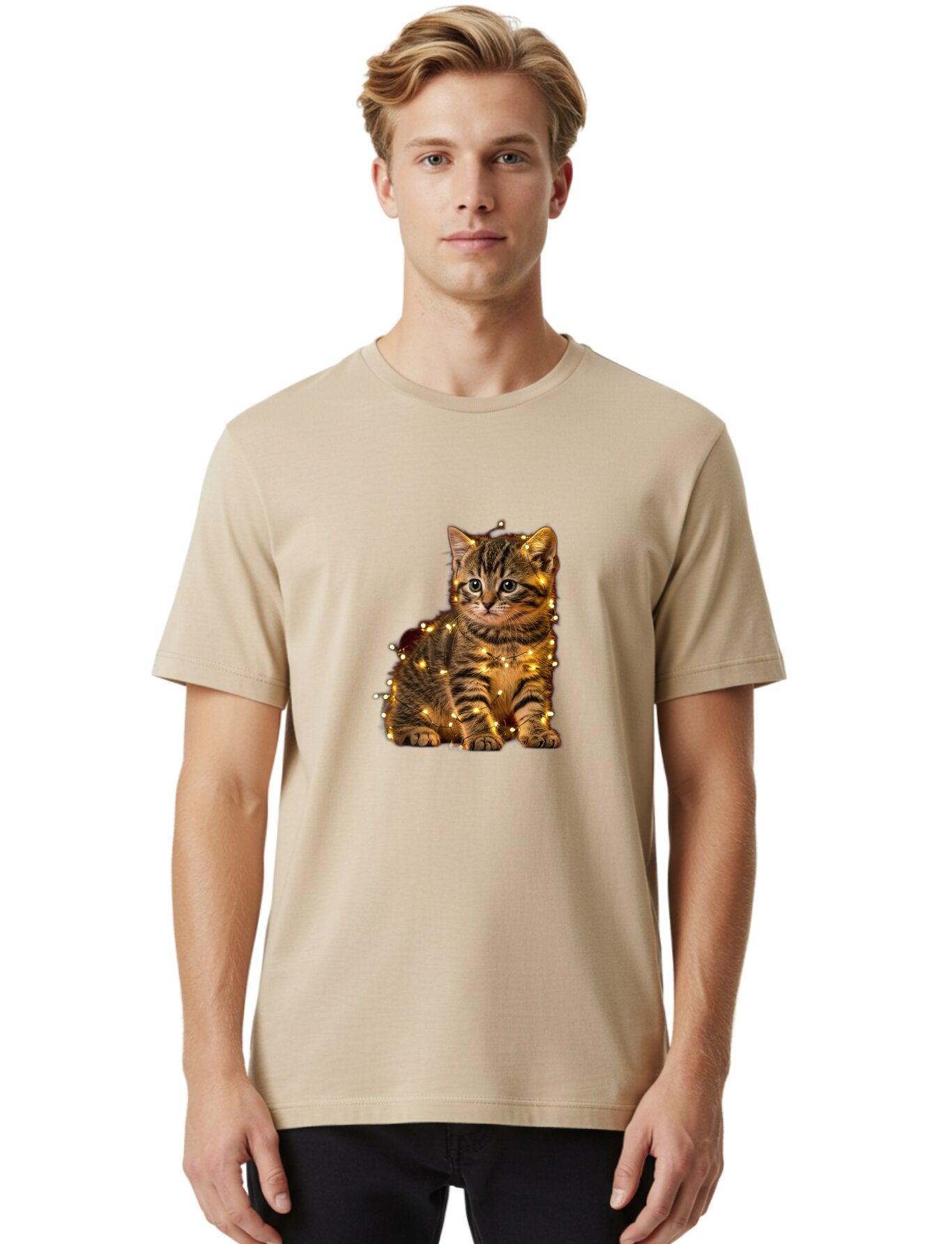 Kitten-With-Christmas-Lights Men'S Graphic Tee, 100% Cotton, Comfortable Casual Summer Wear, Machine Washable, Vintage Camera, Old Camera, Antique Camera, Black Camera, Classic Photography, Photography Equipment, Nostalgic Device, Film Camera, Bar028 30