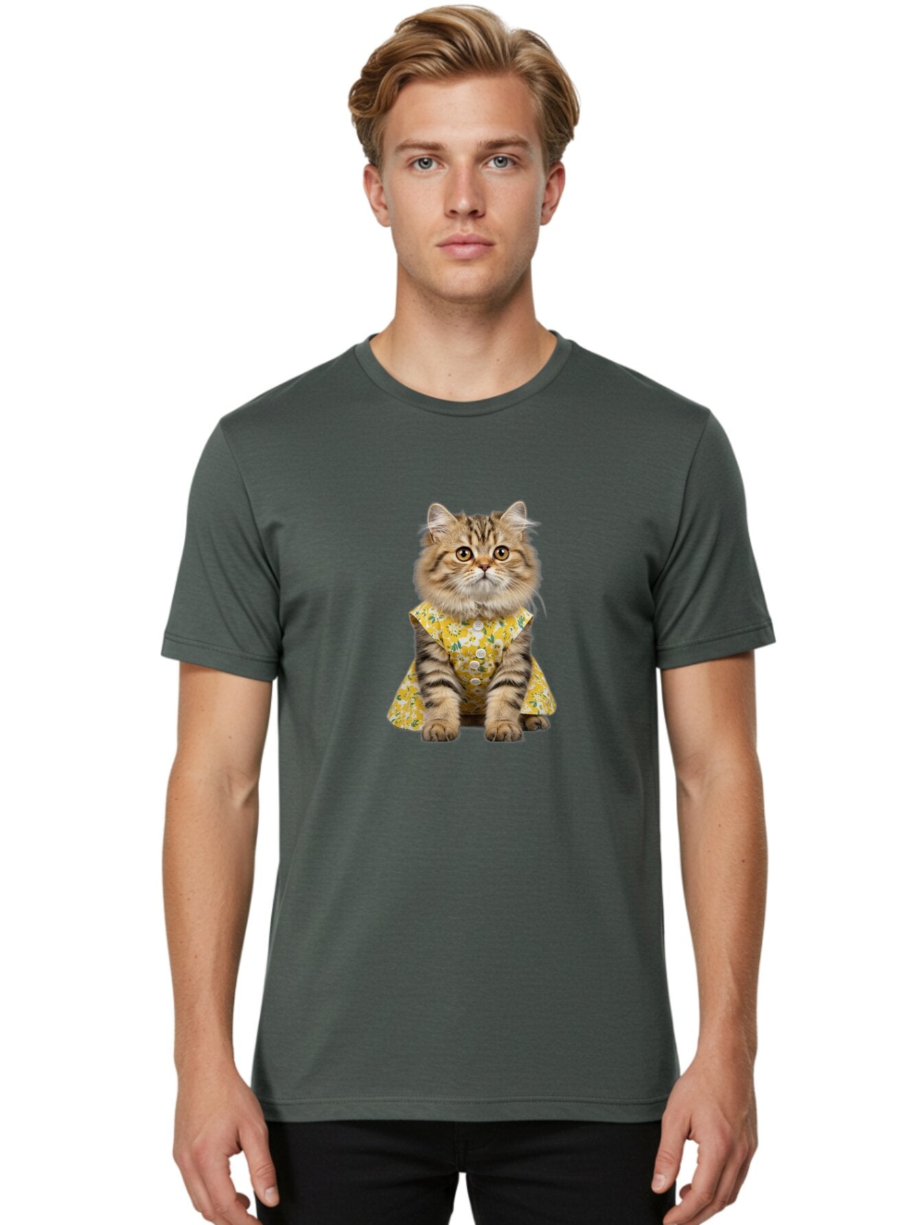 Kitty-In-Floral-Dress Men'S Graphic Tee, 100% Cotton, Comfortable Casual Summer Wear, Machine Washable, Vintage Camera, Old Camera, Antique Camera, Black Camera, Classic Photography, Photography Equipment, Nostalgic Device, Film Camera, Bar030 16