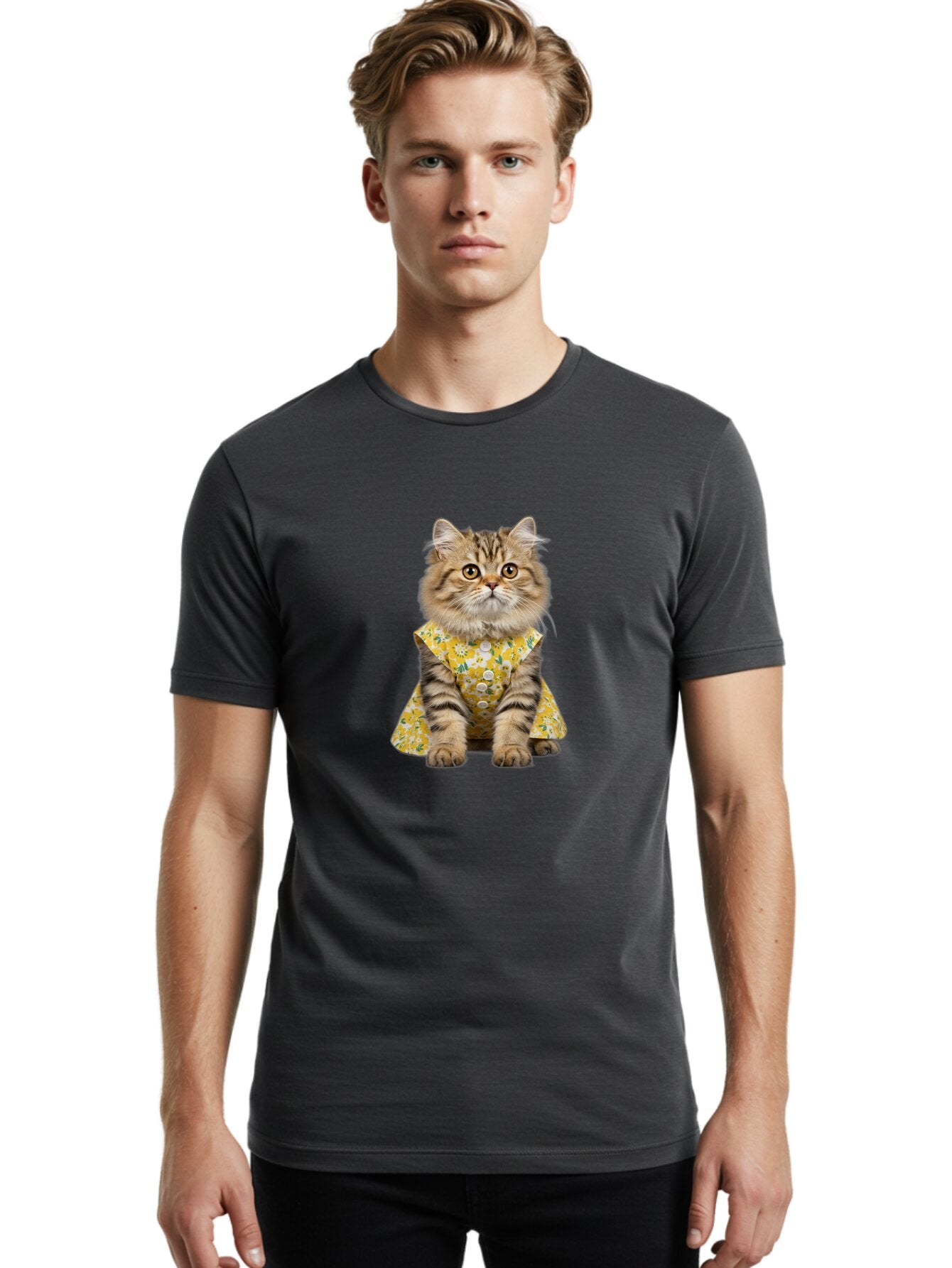 Kitty-In-Floral-Dress Men'S Graphic Tee, 100% Cotton, Comfortable Casual Summer Wear, Machine Washable, Vintage Camera, Old Camera, Antique Camera, Black Camera, Classic Photography, Photography Equipment, Nostalgic Device, Film Camera, Bar030 27