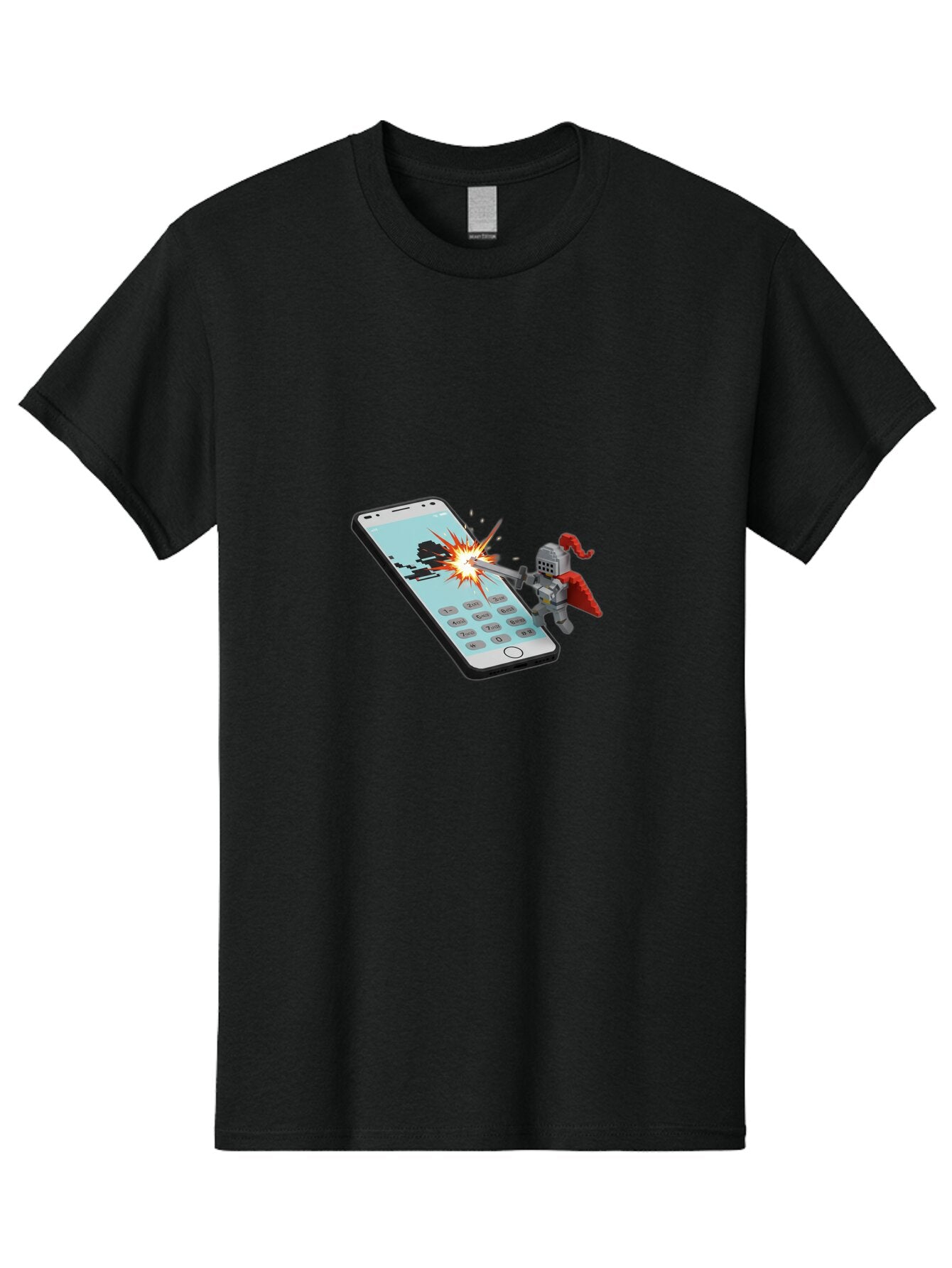Knight-Attacking-Phone Men'S Graphic Tee, 100% Cotton, Comfortable Casual Summer Wear, Machine Washable, Vintage Camera, Old Camera, Antique Camera, Black Camera, Classic Photography, Photography Equipment, Nostalgic Device, Film Camera, Bar032 6