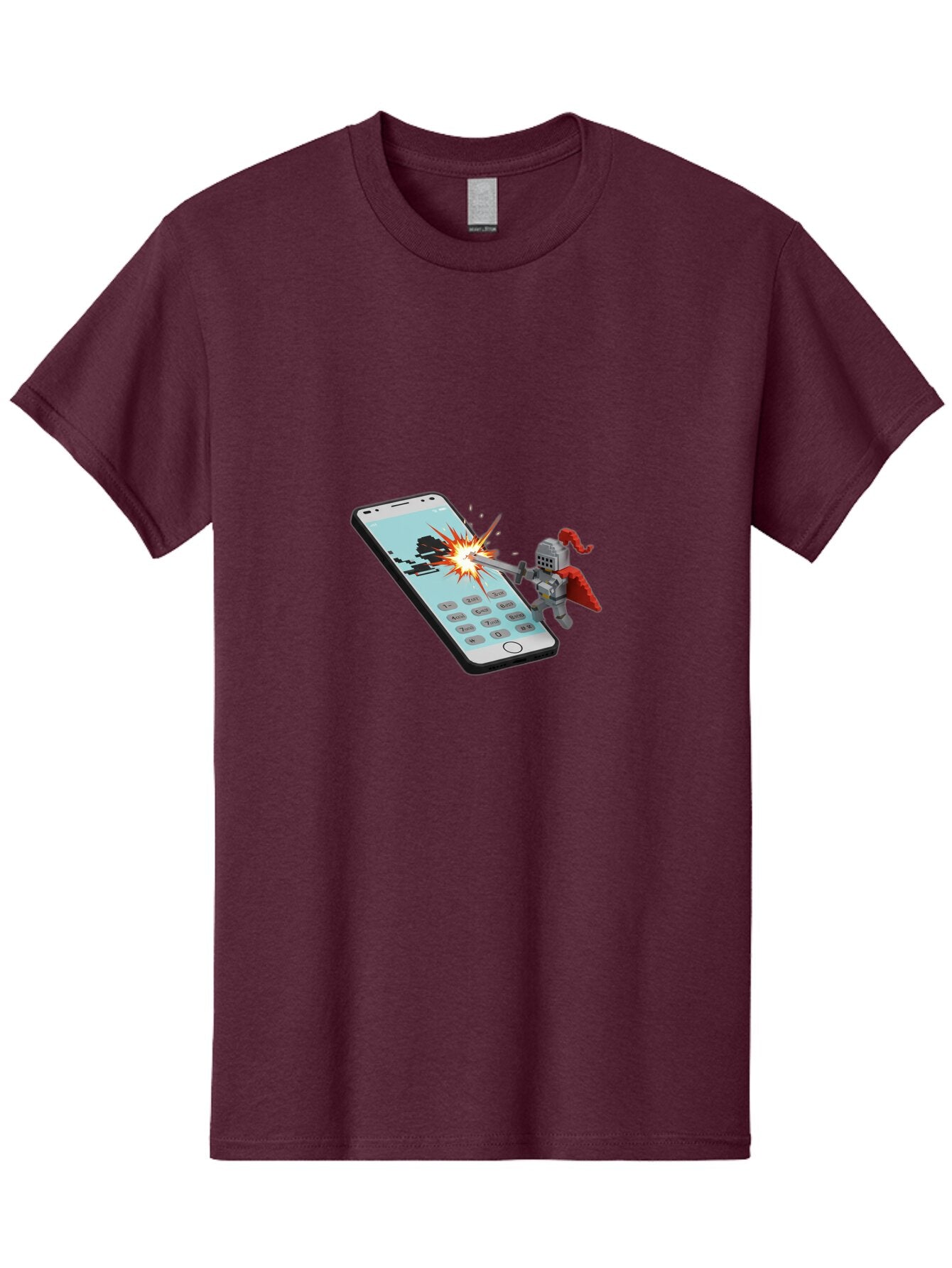 Knight-Attacking-Phone Men'S Graphic Tee, 100% Cotton, Comfortable Casual Summer Wear, Machine Washable, Vintage Camera, Old Camera, Antique Camera, Black Camera, Classic Photography, Photography Equipment, Nostalgic Device, Film Camera, Bar032 1