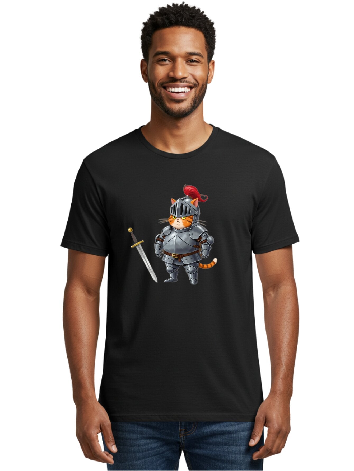 Knight-Cat-1 Men'S Graphic Tee, 100% Cotton, Comfortable Casual Summer Wear, Machine Washable, Vintage Camera, Old Camera, Antique Camera, Black Camera, Classic Photography, Photography Equipment, Nostalgic Device, Film Camera, Camera Art Bar033 19