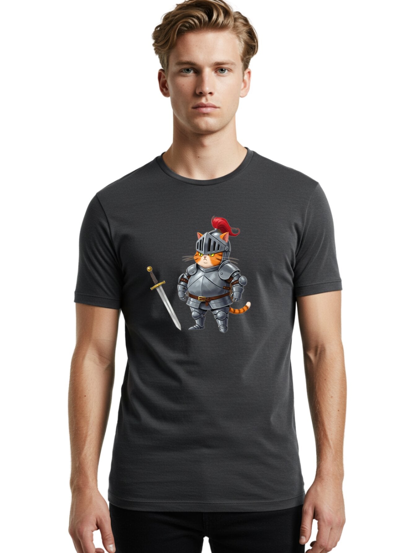 Knight-Cat-1 Men'S Graphic Tee, 100% Cotton, Comfortable Casual Summer Wear, Machine Washable, Vintage Camera, Old Camera, Antique Camera, Black Camera, Classic Photography, Photography Equipment, Nostalgic Device, Film Camera, Camera Art Bar033 28