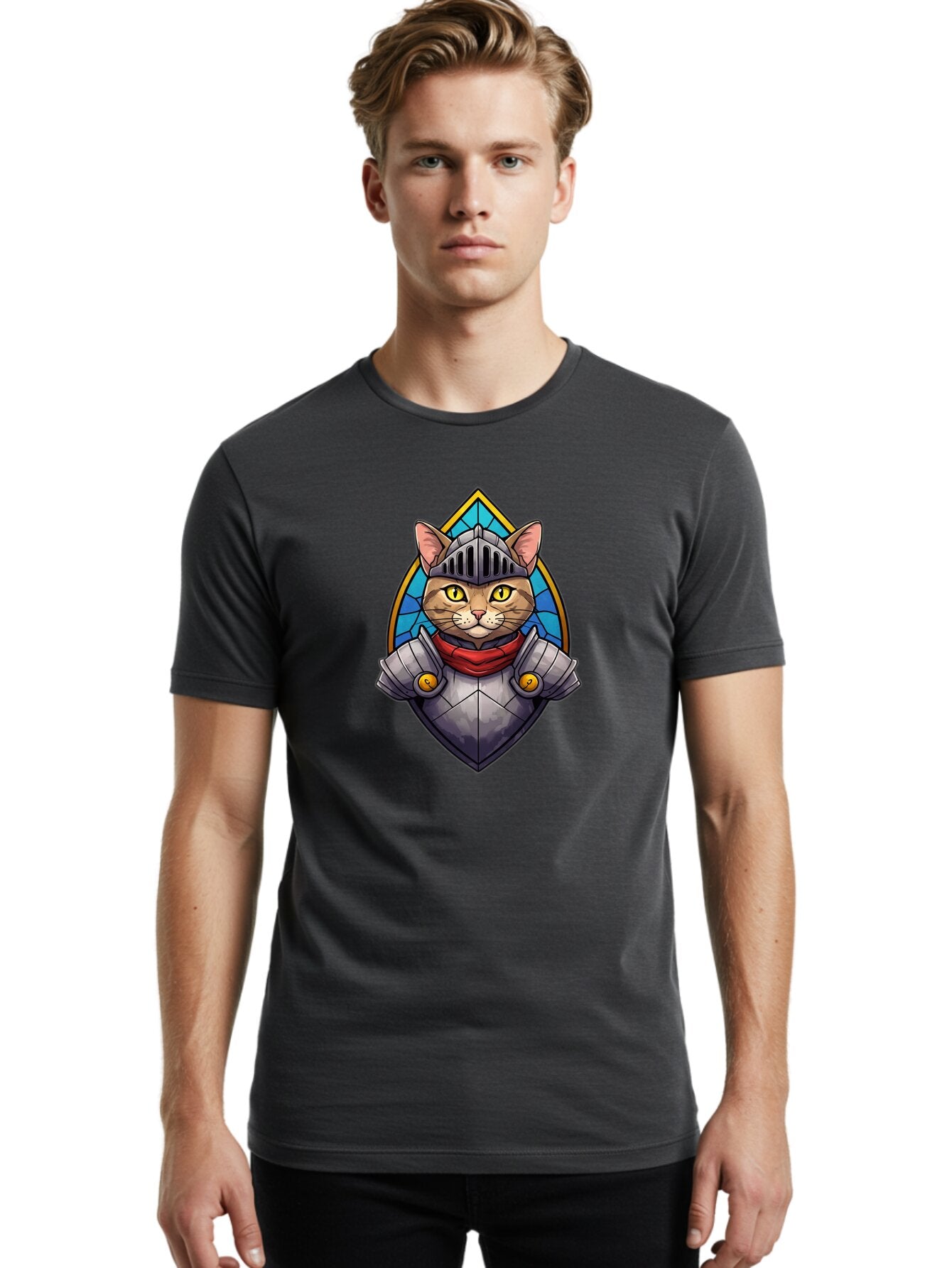 Knight-Cat-2 Men'S Graphic Tee, 100% Cotton, Comfortable Casual Summer Wear, Machine Washable, Vintage Camera, Old Camera, Antique Camera, Black Camera, Classic Photography, Photography Equipment, Nostalgic Device, Film Camera, Camera Art Bar034 27